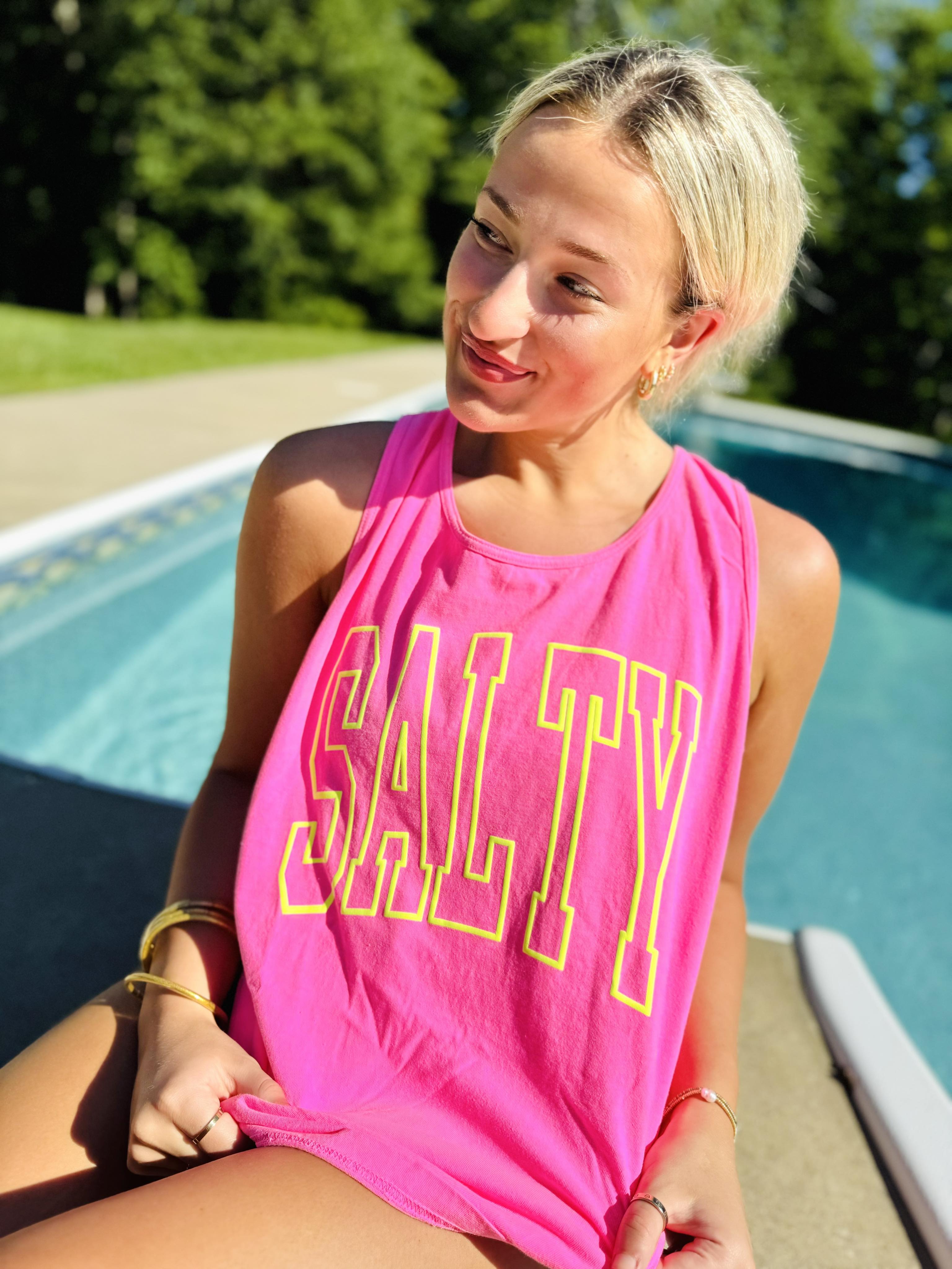 Salty Summer Neon Pink Tank