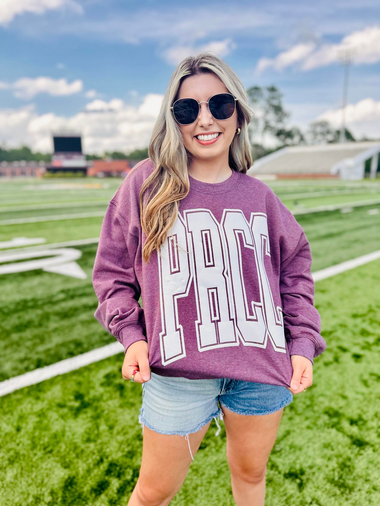 Big Varsity Outline Puff Sweatshirt