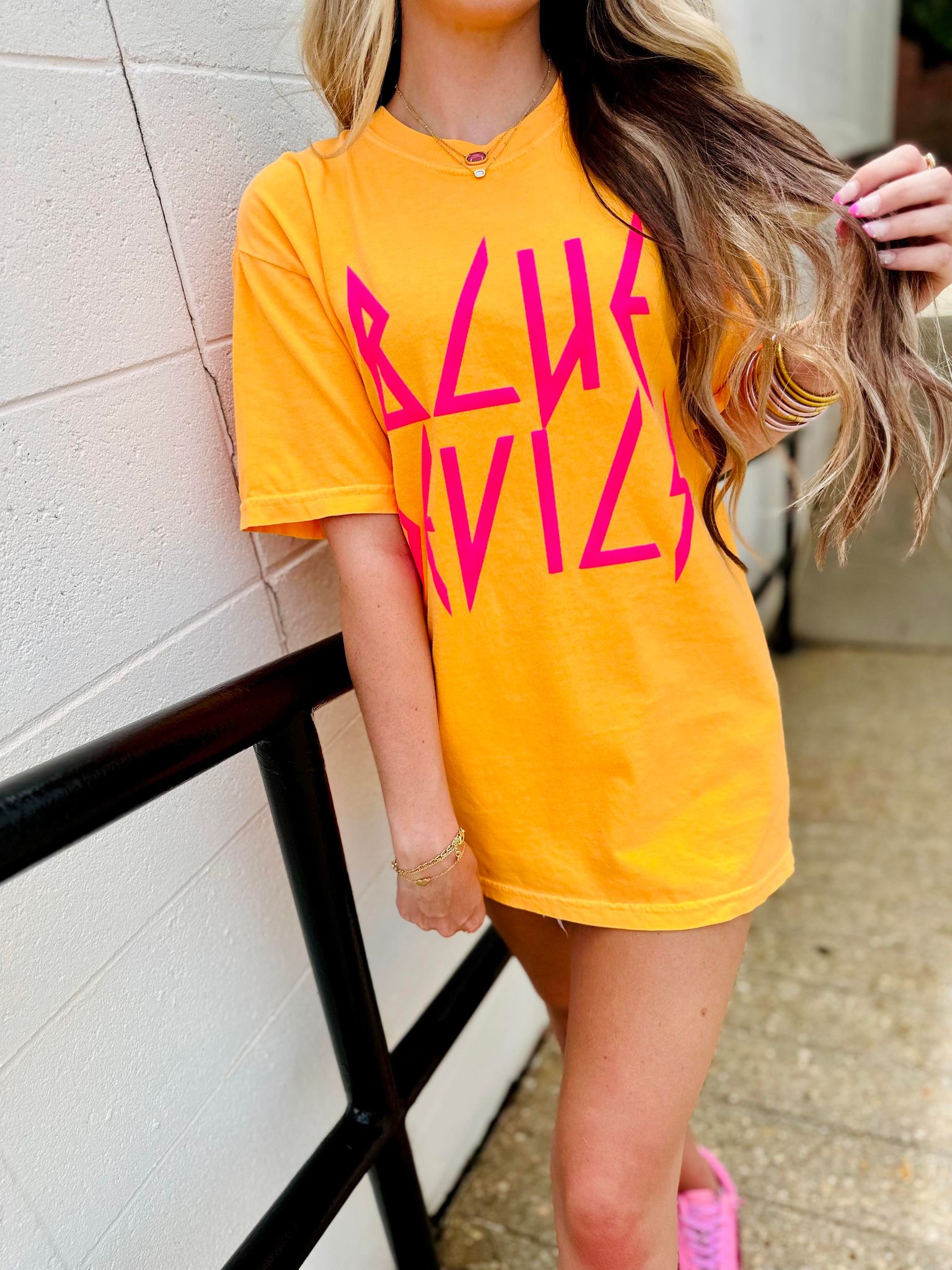 Neon Puff Mascot Bright Orange Graphic Tee #47