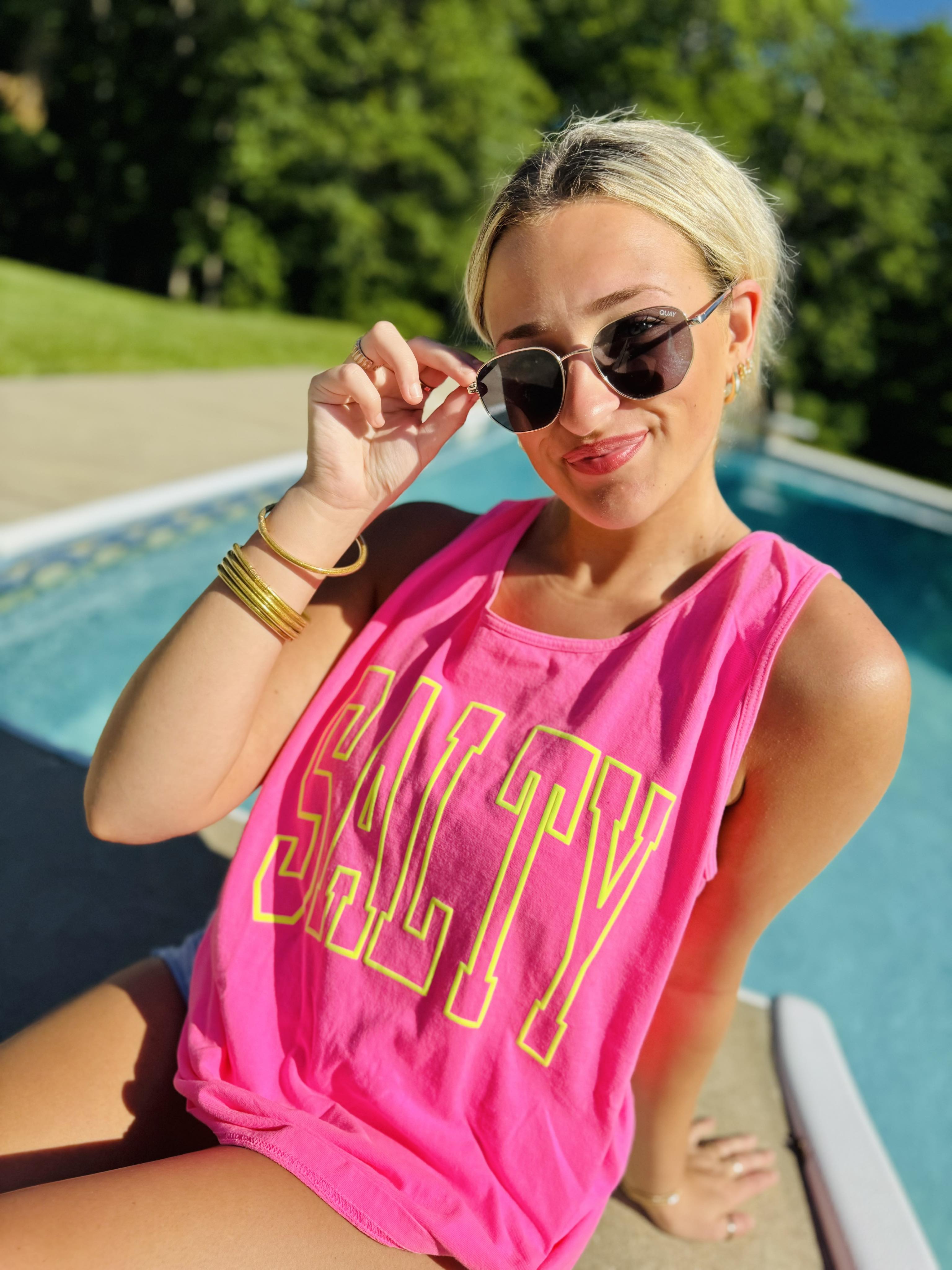 Salty Summer Neon Pink Tank