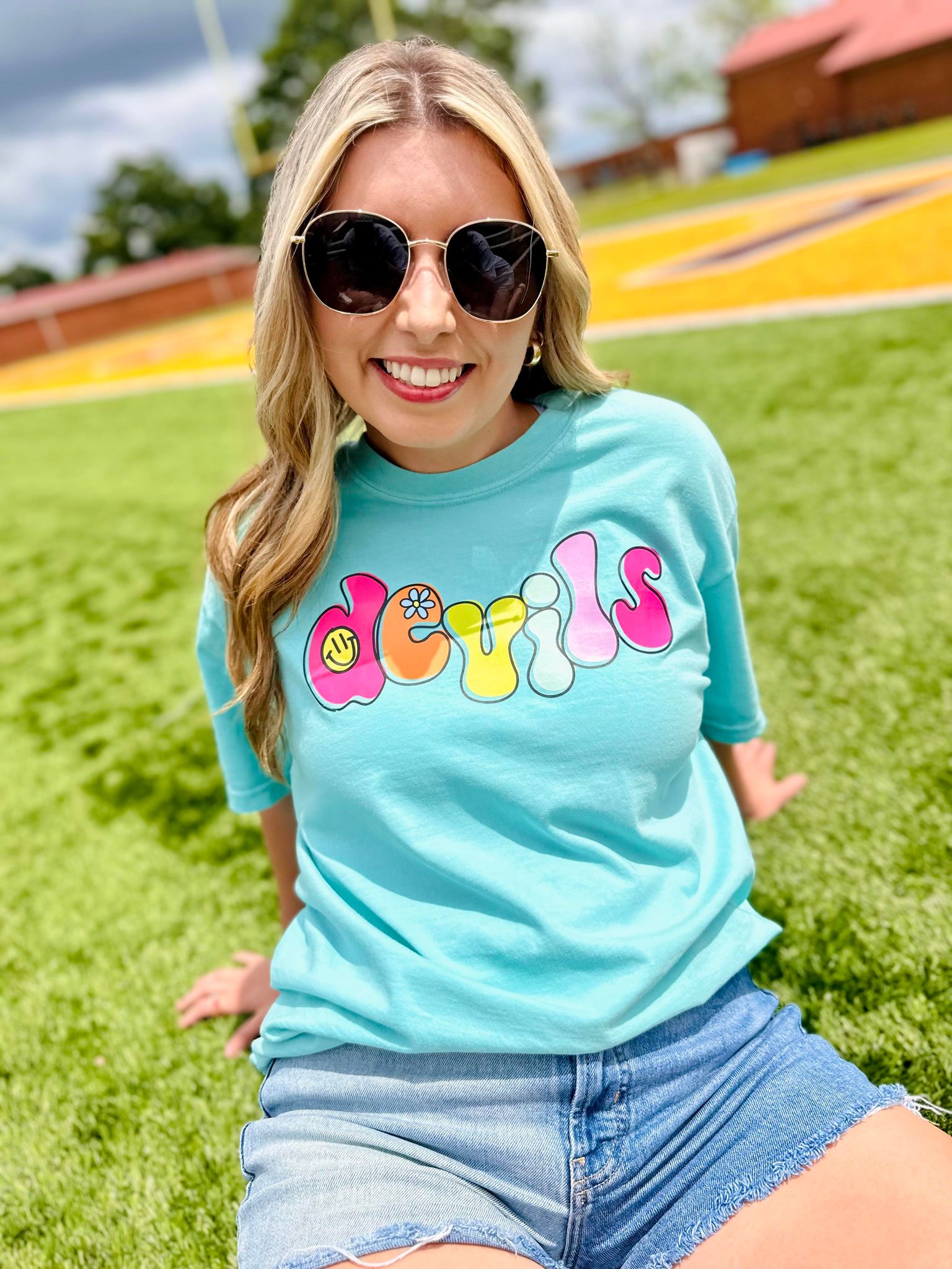 Retro Doodle Mascot Chalky Mint Graphic Tee #33