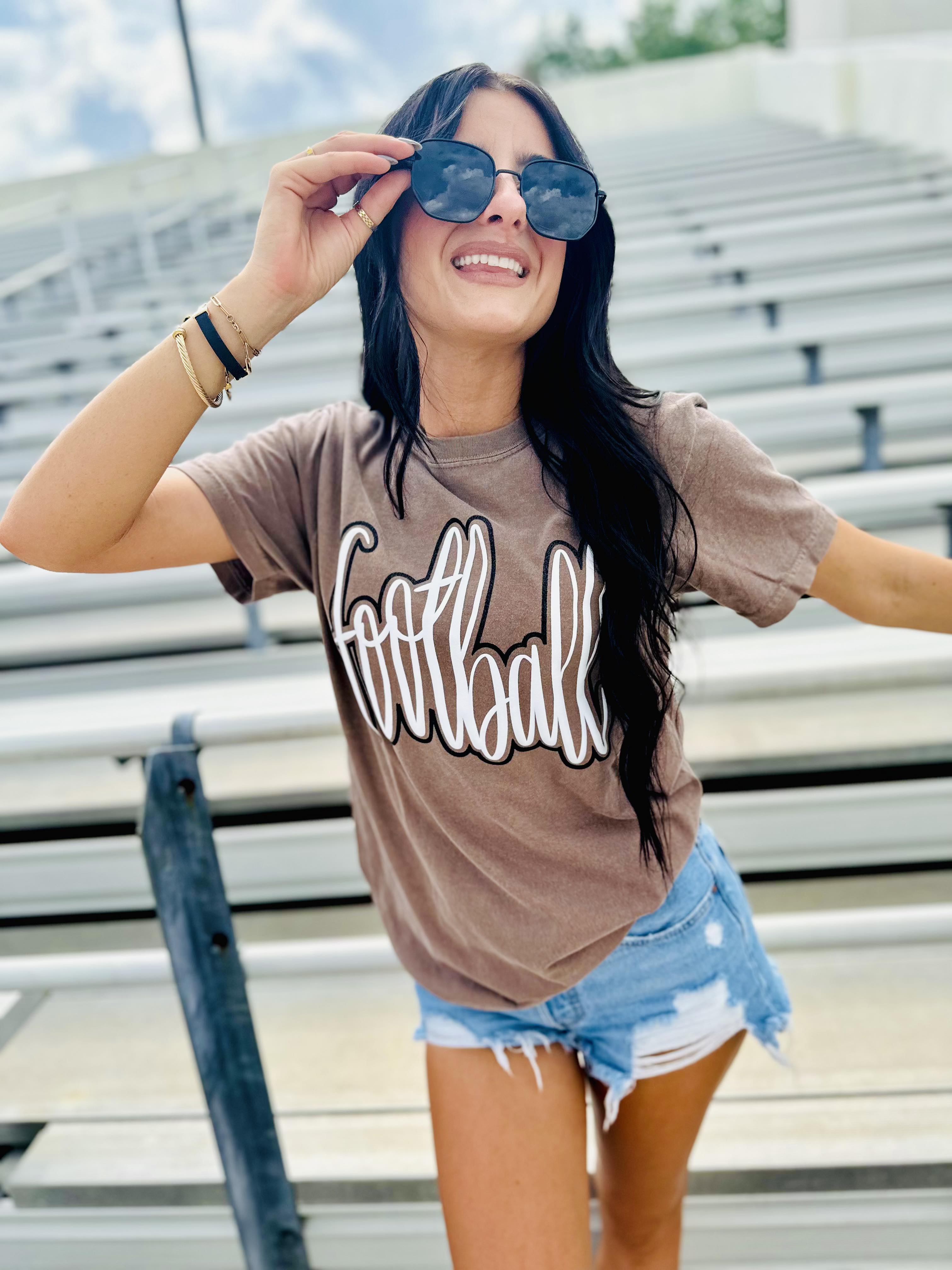 Football Glitter Puff Graphic Tee