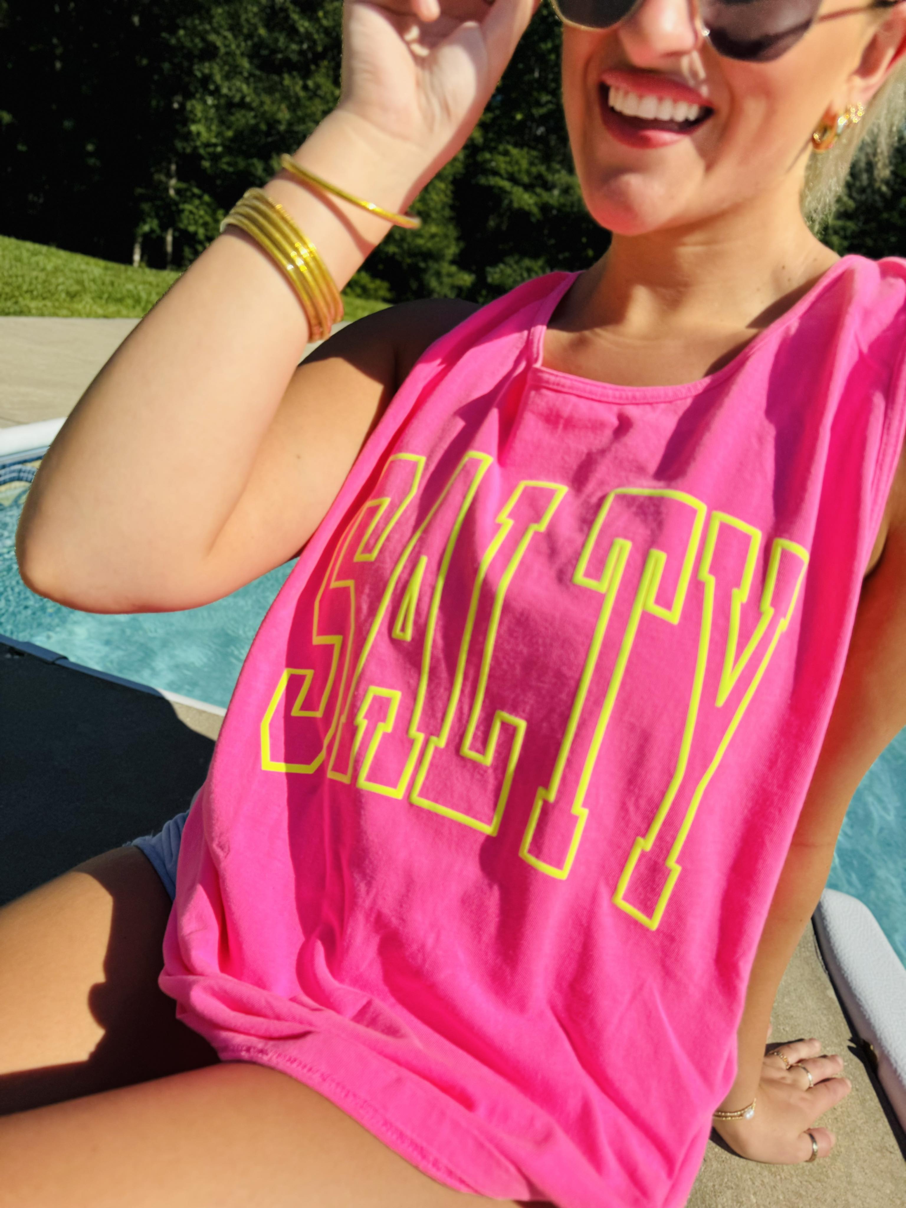 Salty Summer Neon Pink Tank