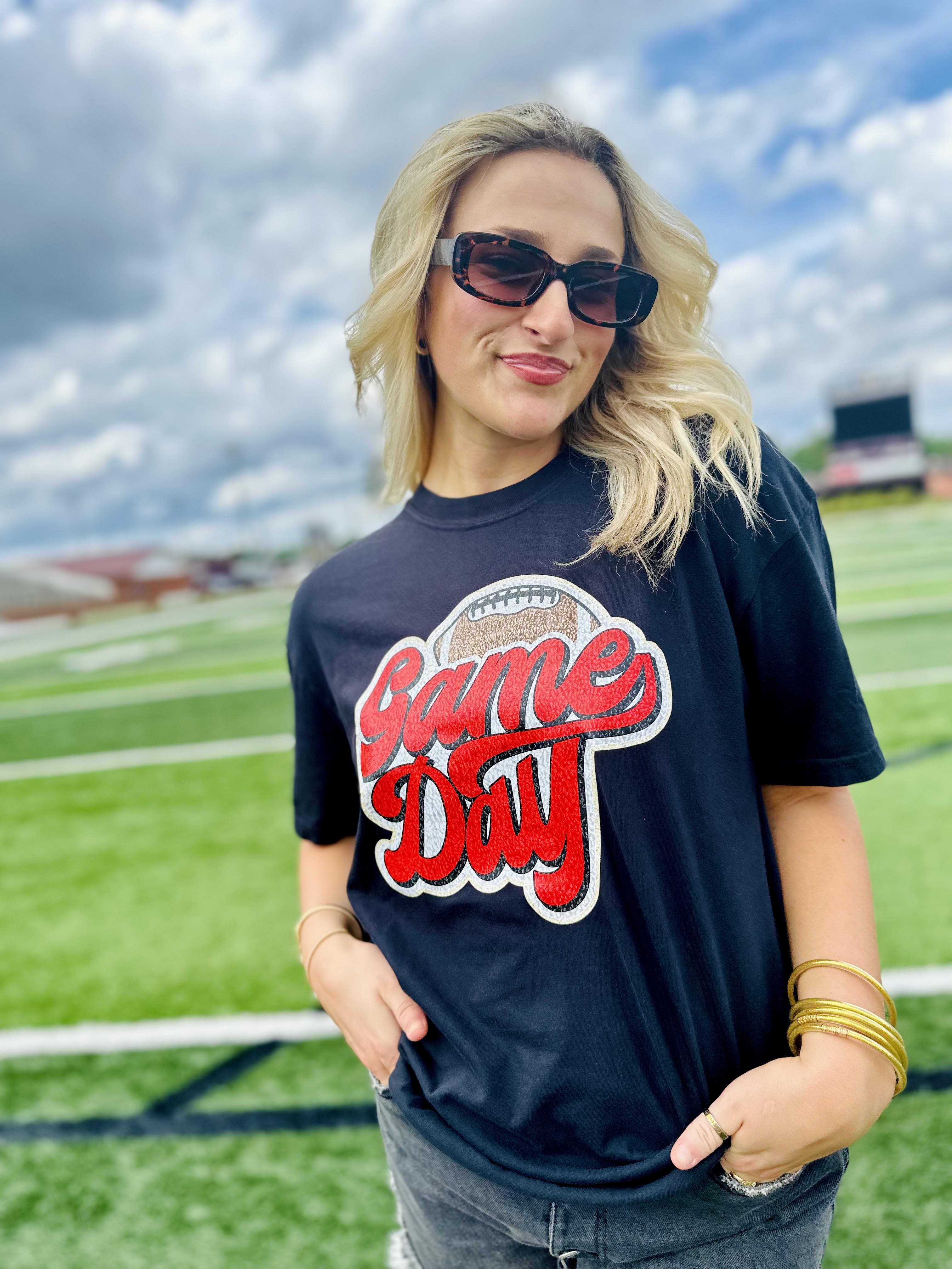 Retro Game Day Black Graphic Tee