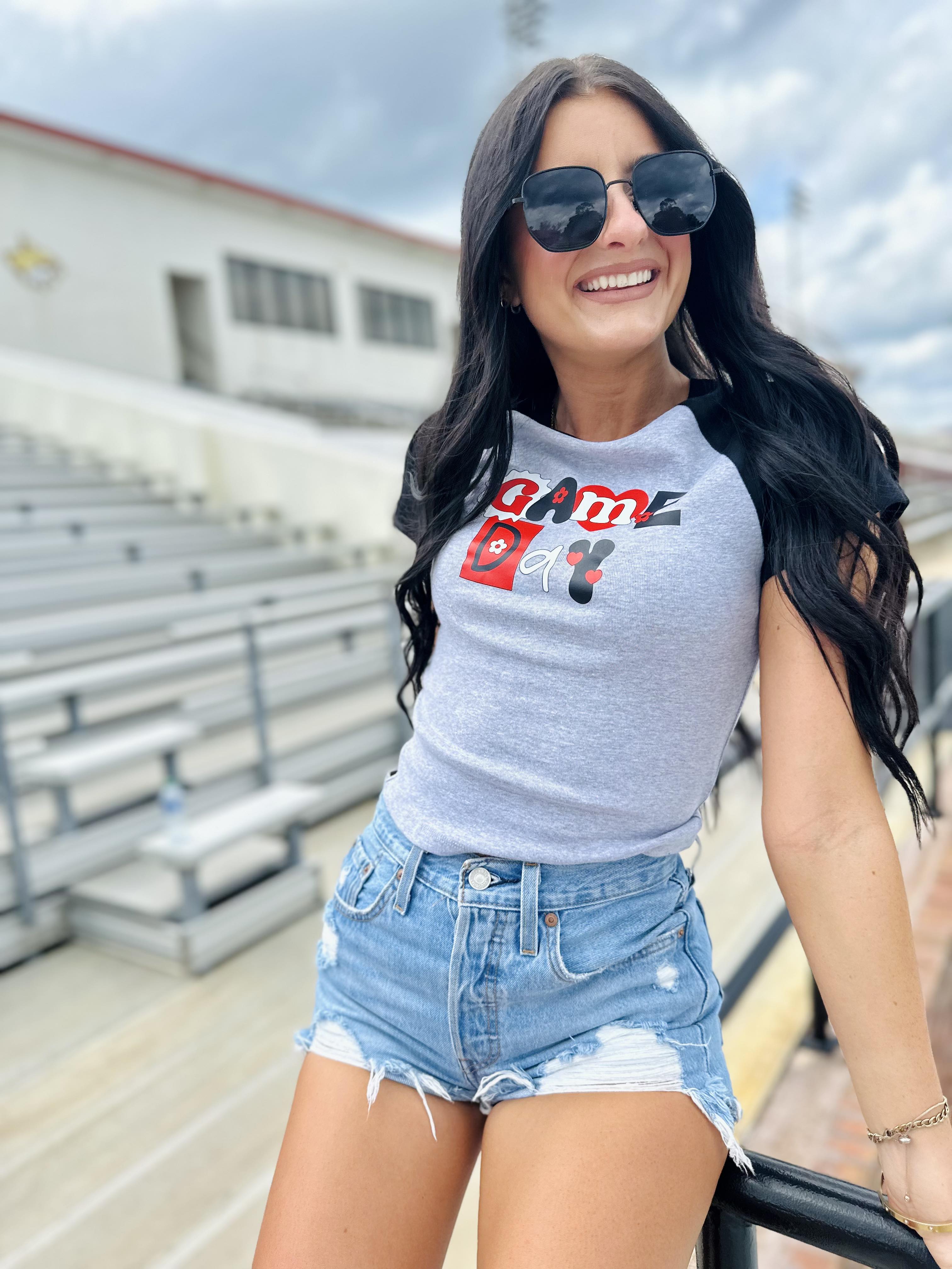 Black And Grey Game Day Crop Top