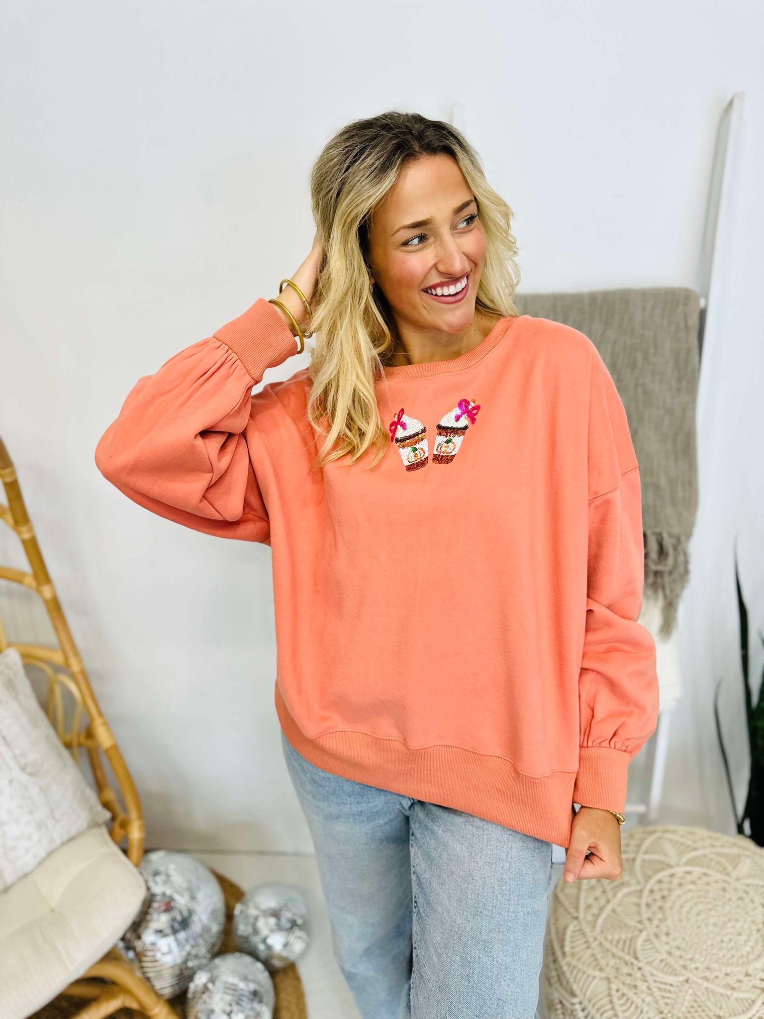 Pumpkin Spice Sequin Pullover