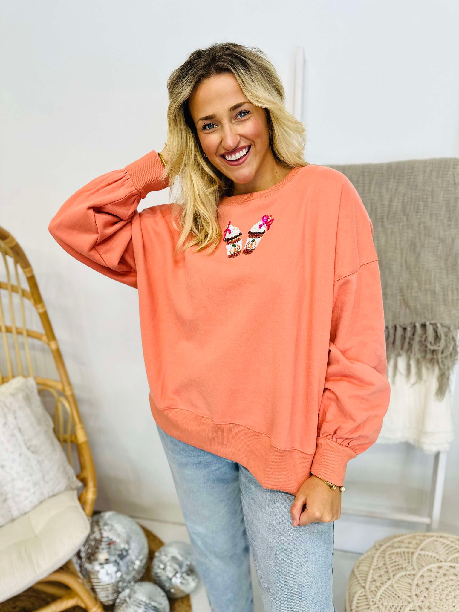 Pumpkin Spice Sequin Pullover