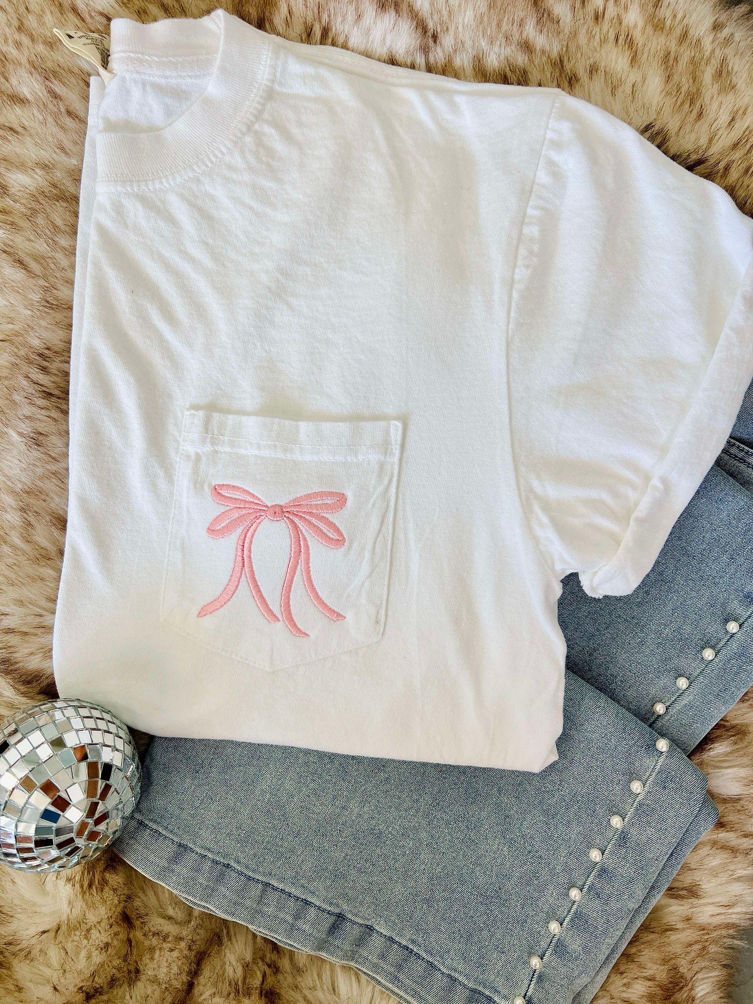 Ribbon Embroidered Pocket Tee