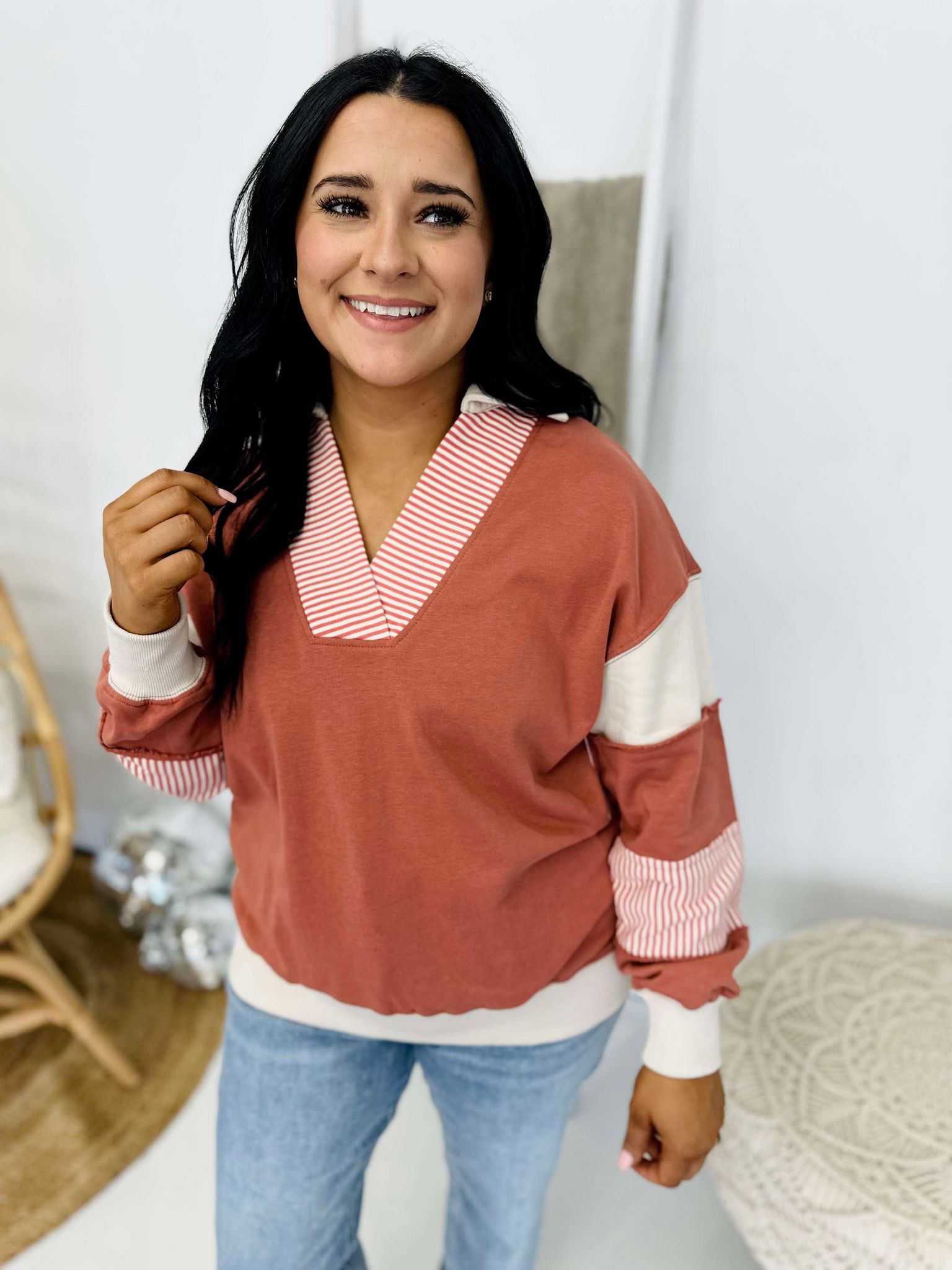 Falling In Love Rust Pullover