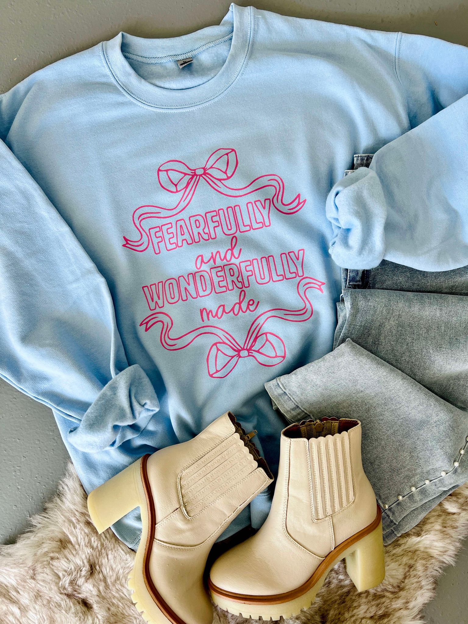 Fearfully & Wonderfully Made Light Blue Sweatshirt