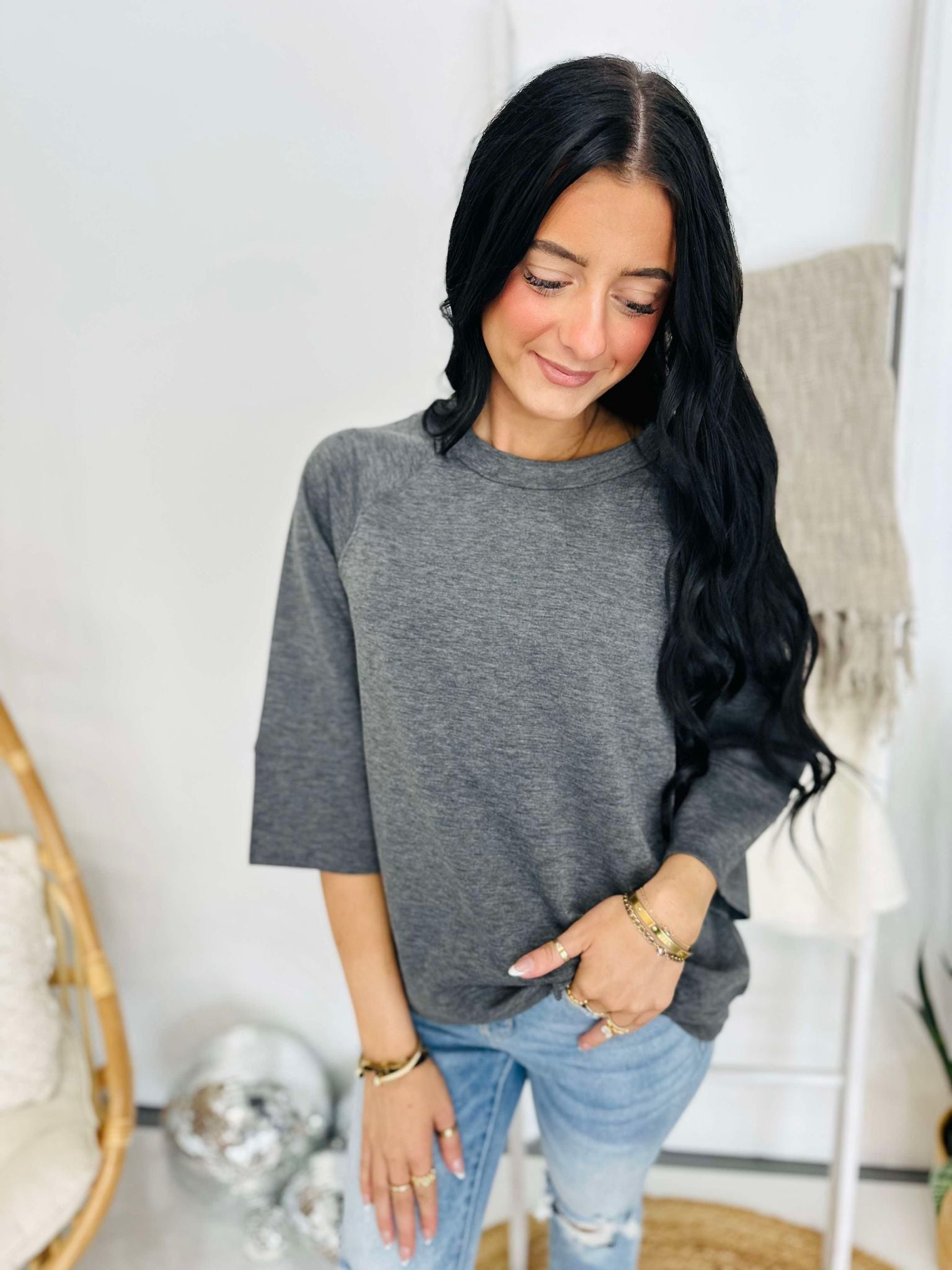 One More Try Raglan Sweatshirt Top