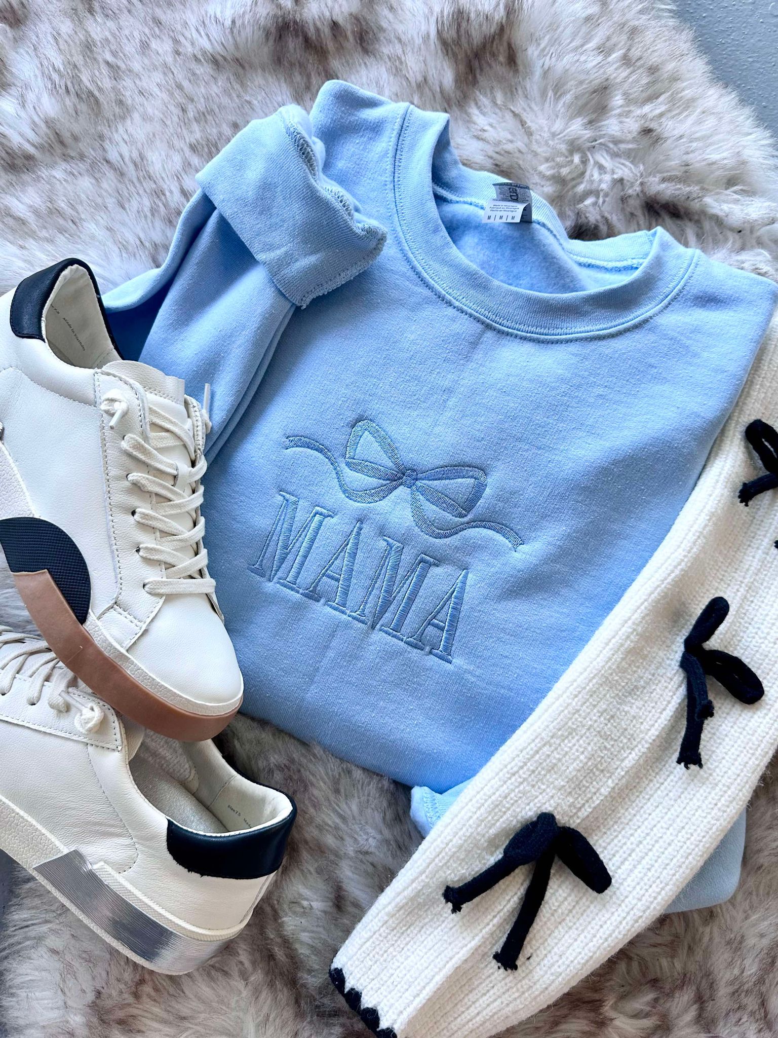 MAMA Embroidered Bow Sweatshirt