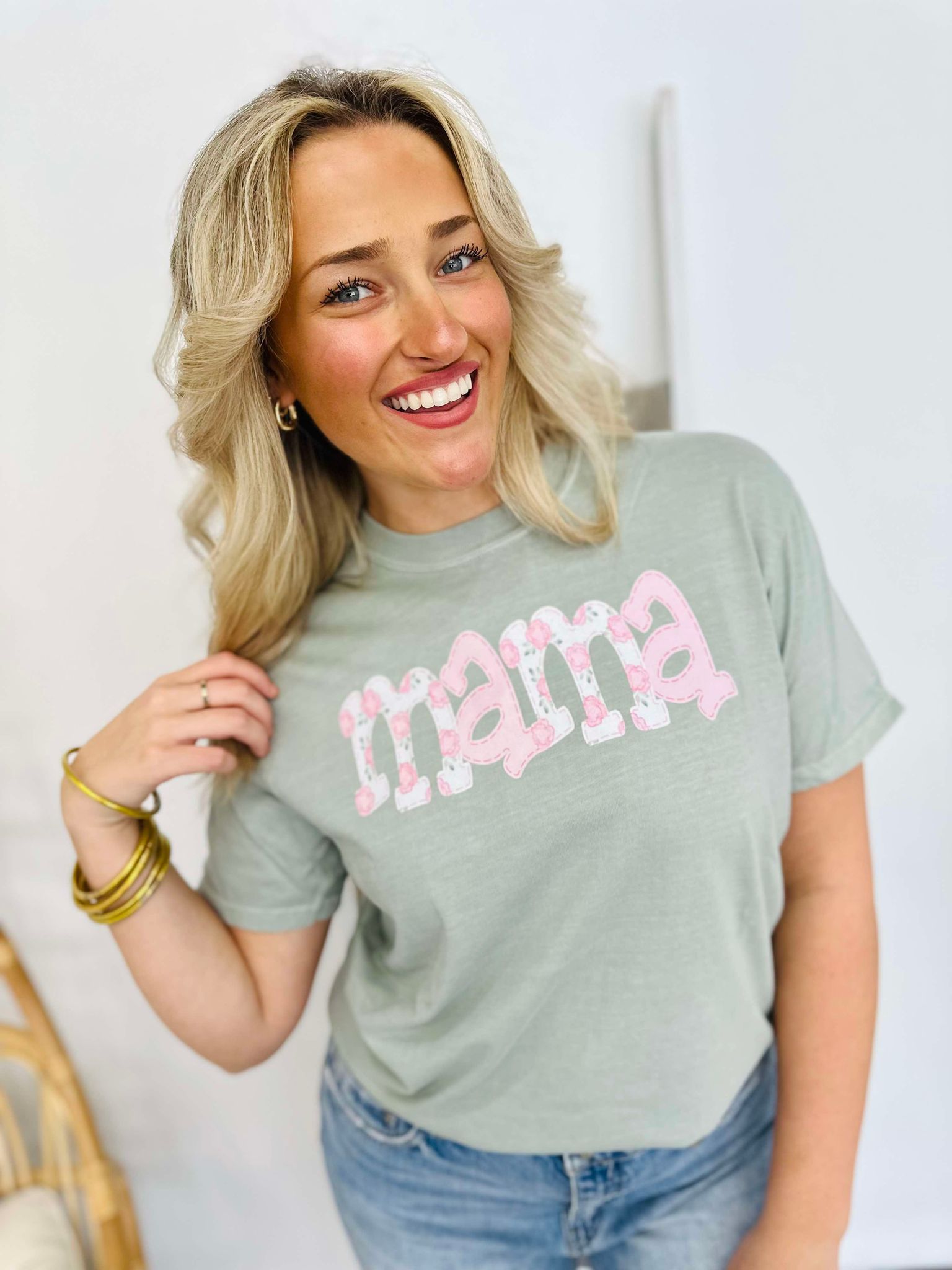 Pink Floral Mama Bay Graphic Tee