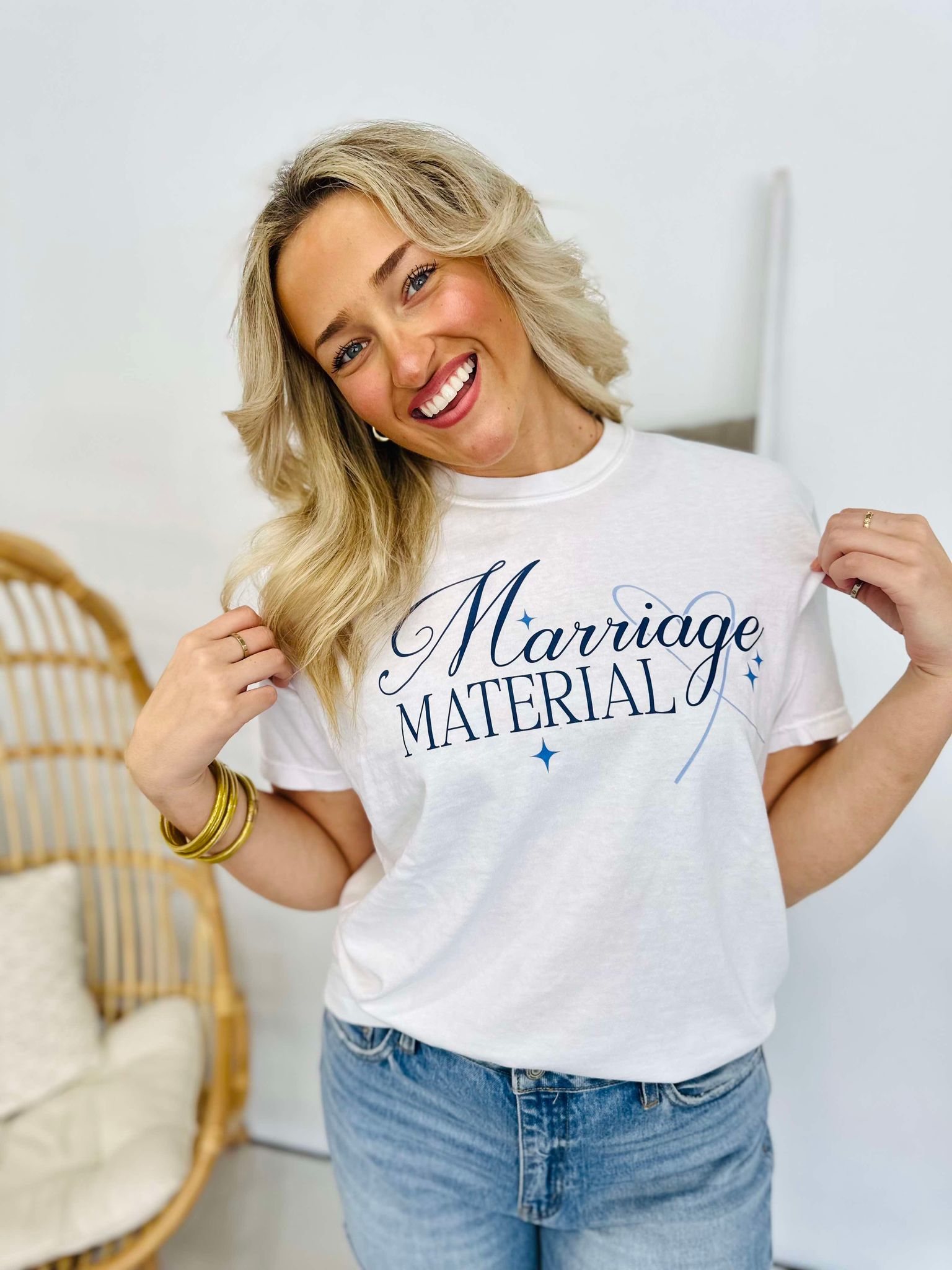 Marriage Material White Graphic Tee