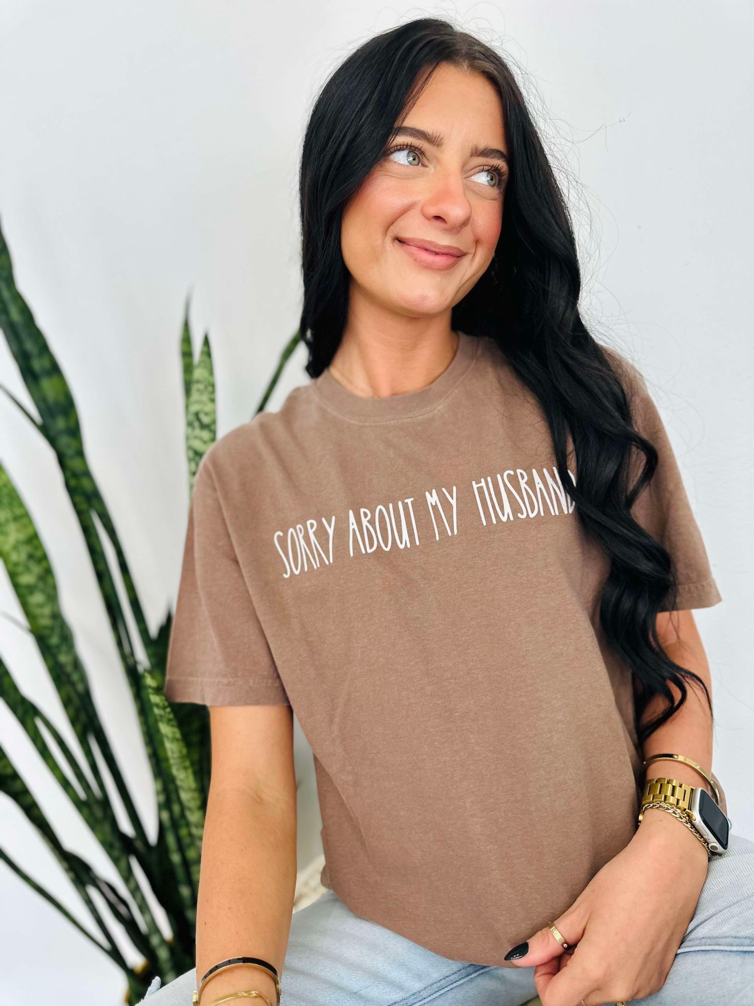 Sorry About My Husband Espresso Graphic Tee