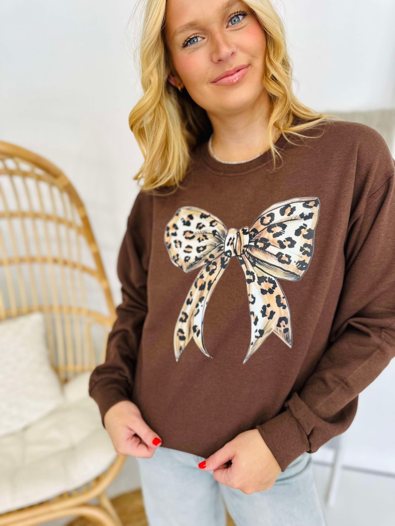 Leopard Ribbon Brown Sweatshirt