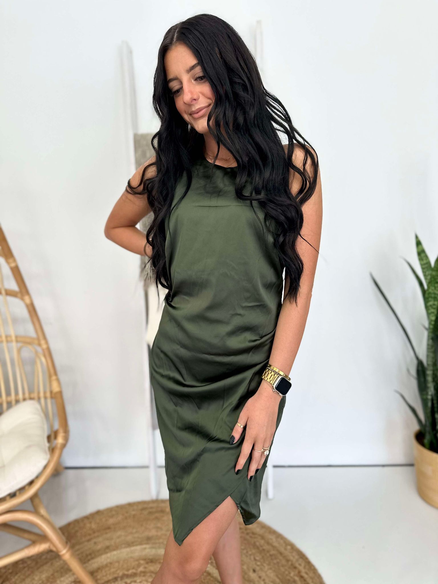 Cross Your Mind Olive Dress