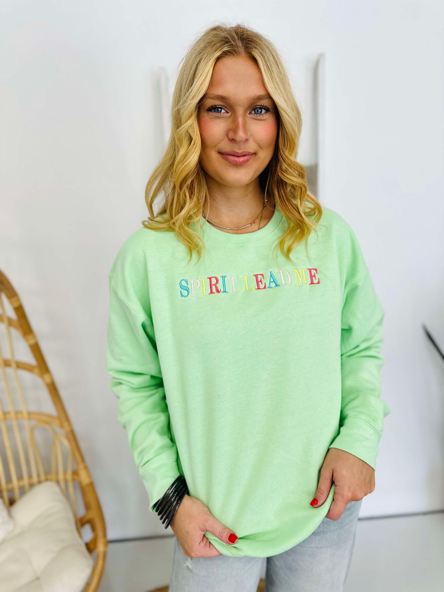 Multi Thread Spirit Lead Me Neon Mint Sweatshirt