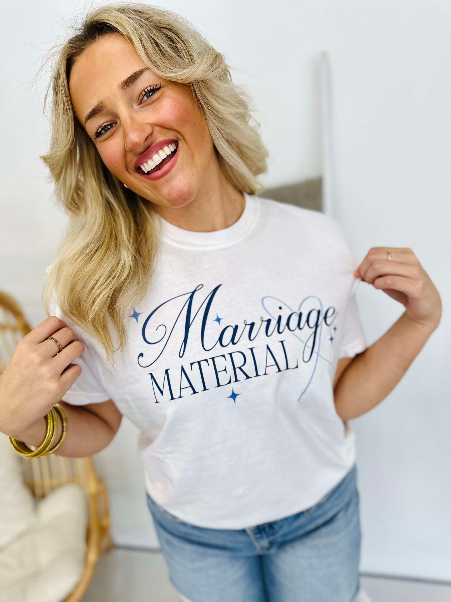 Marriage Material White Graphic Tee