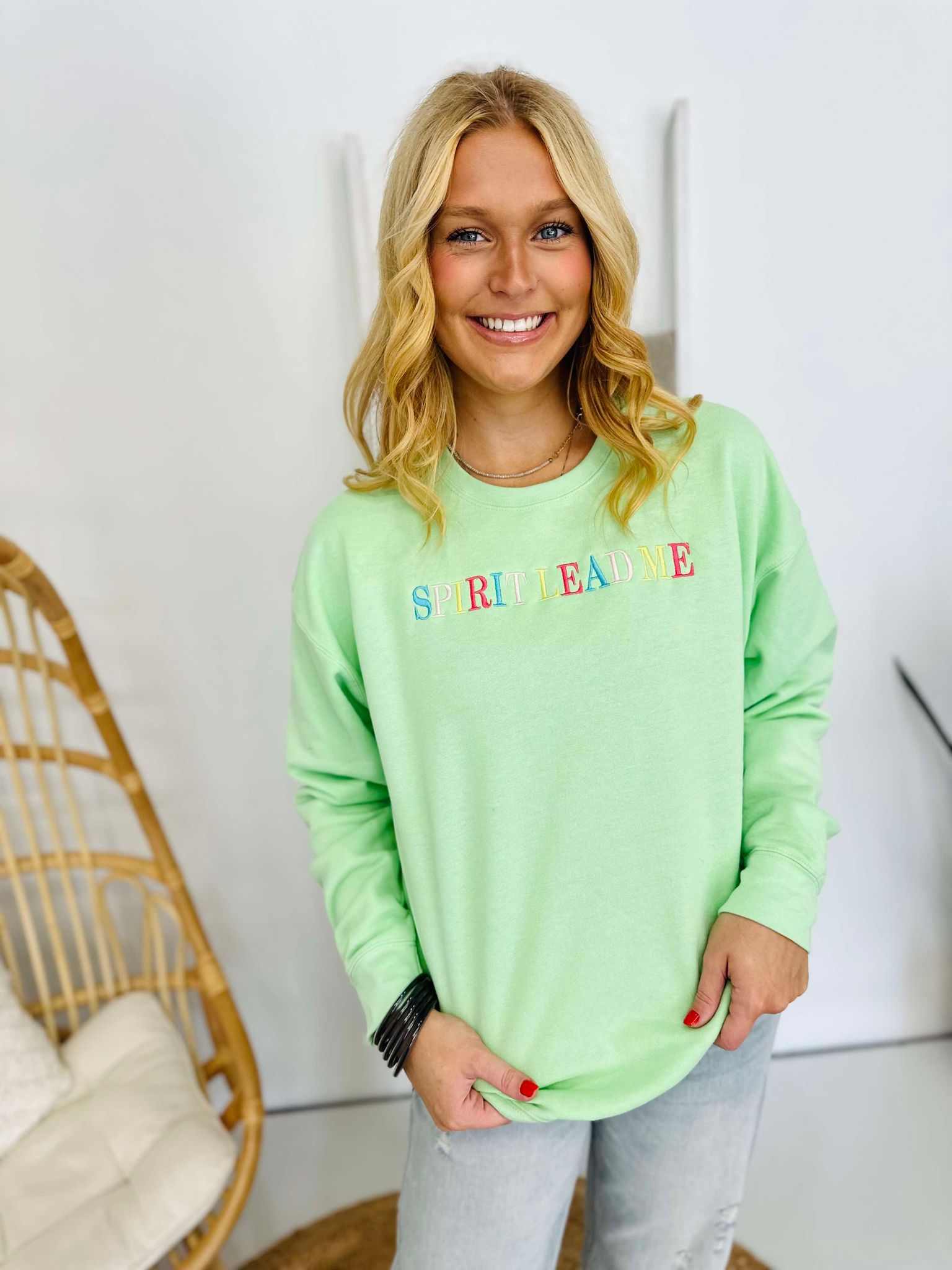 Multi Thread Spirit Lead Me Neon Mint Sweatshirt