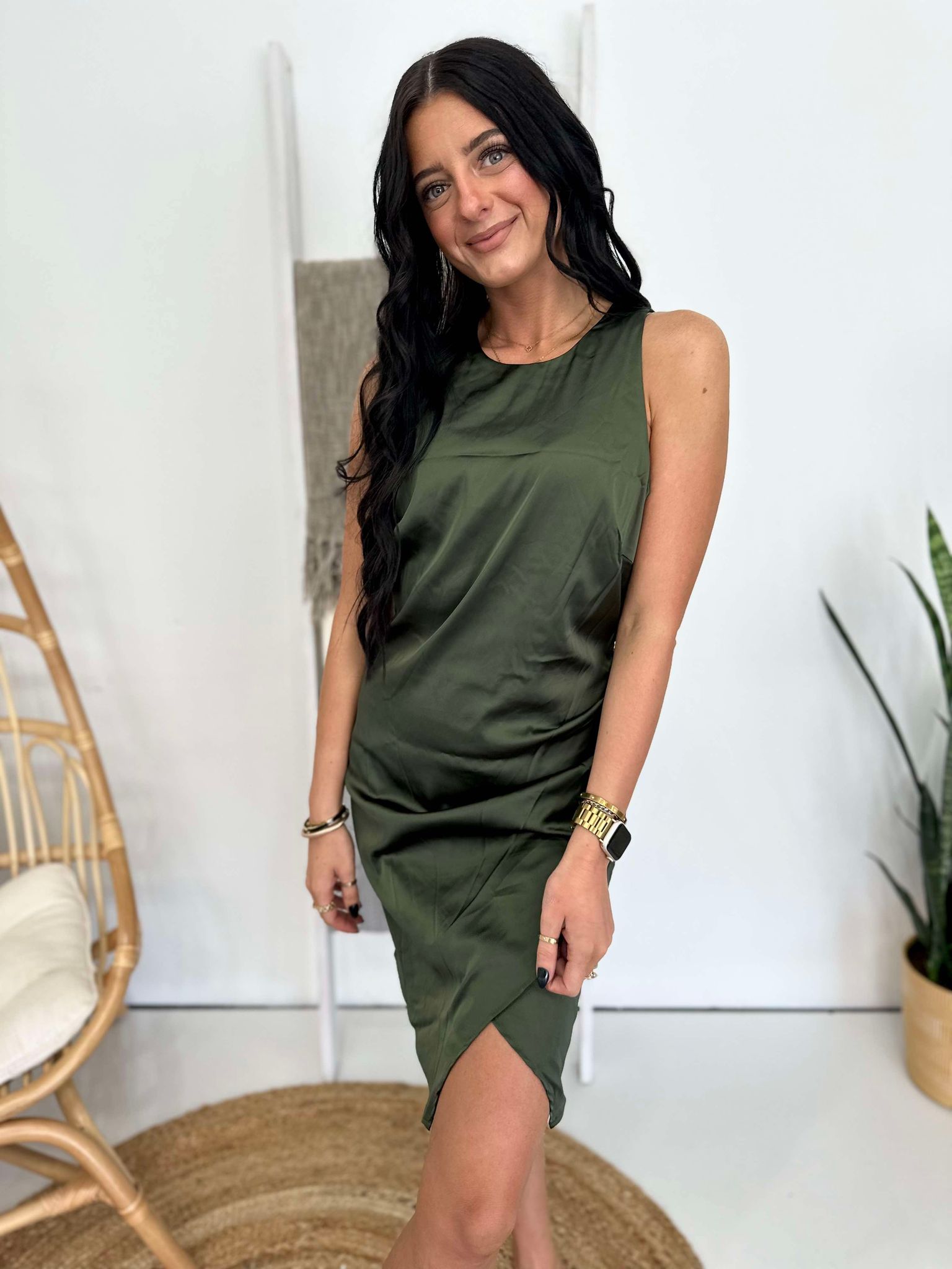 Cross Your Mind Olive Dress