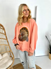 Queen Of Sparkles Peach Big Turkey Sweatshirt