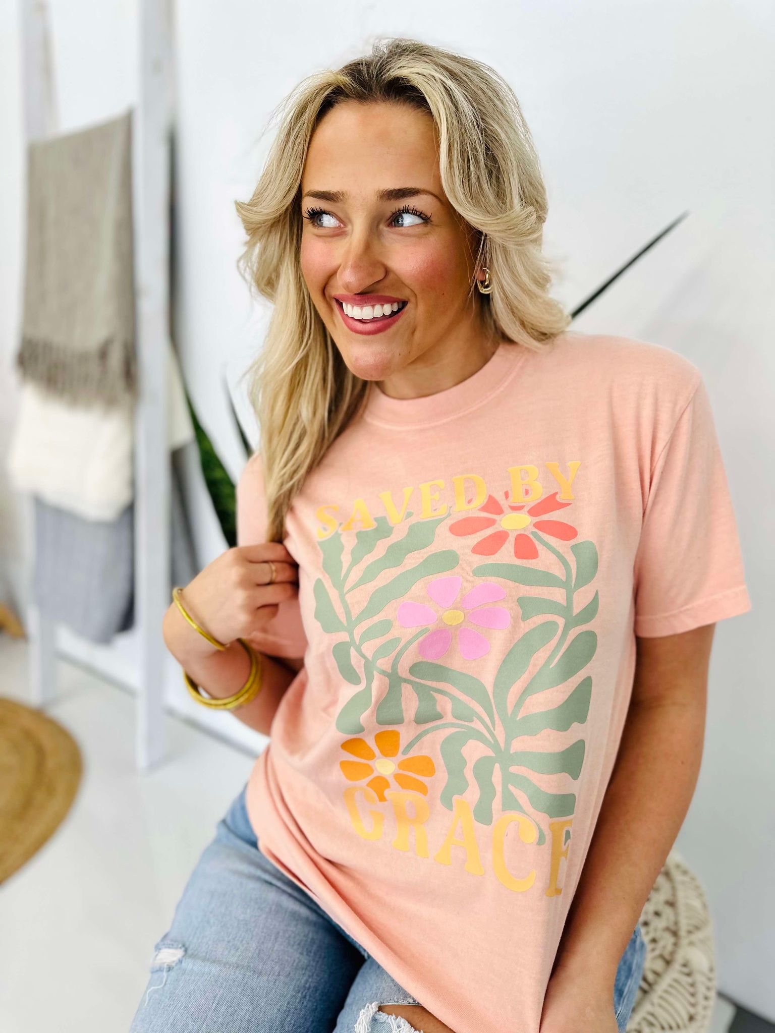 Saved By Grace Peachy Graphic Tee