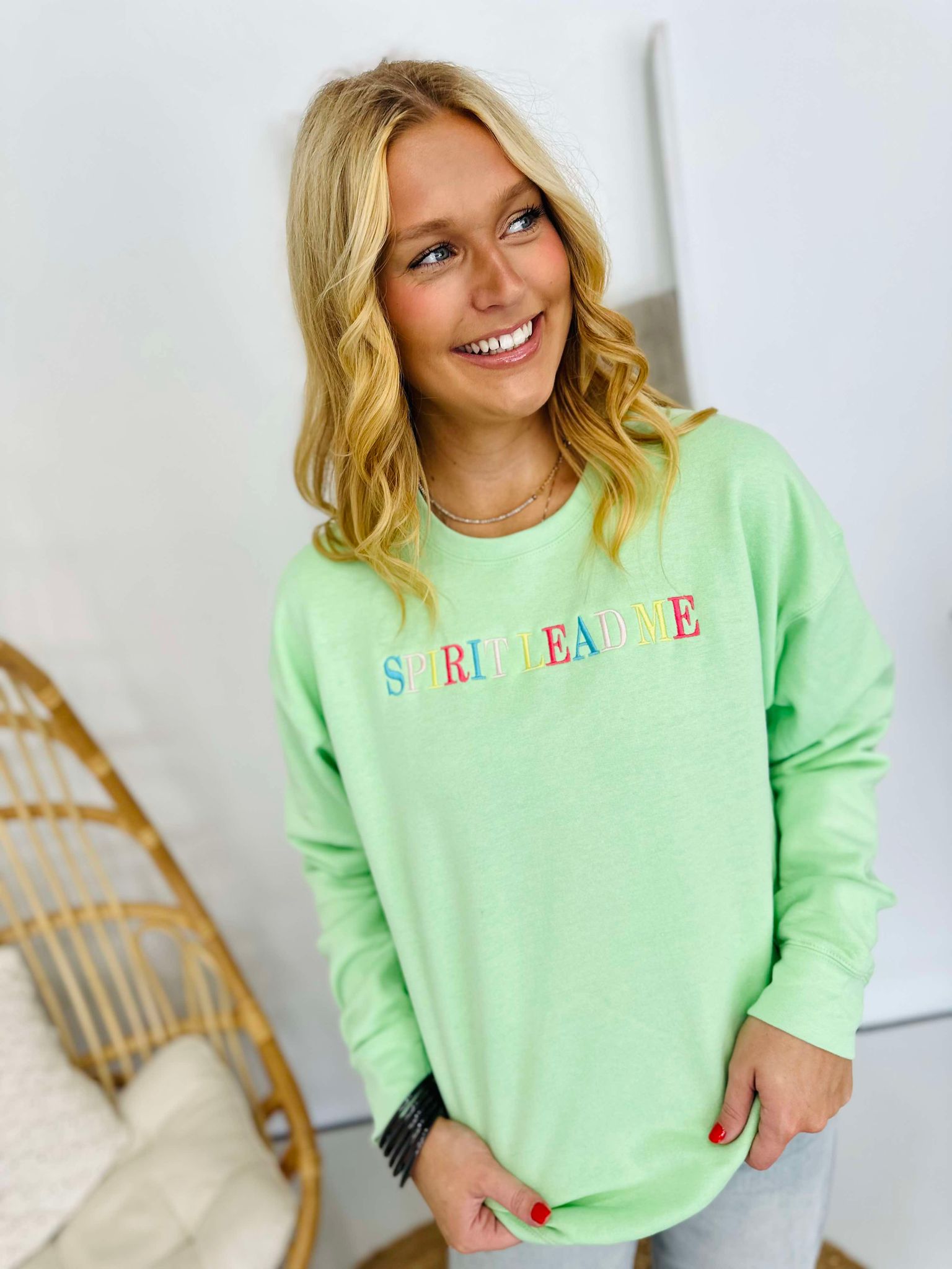 Multi Thread Spirit Lead Me Neon Mint Sweatshirt