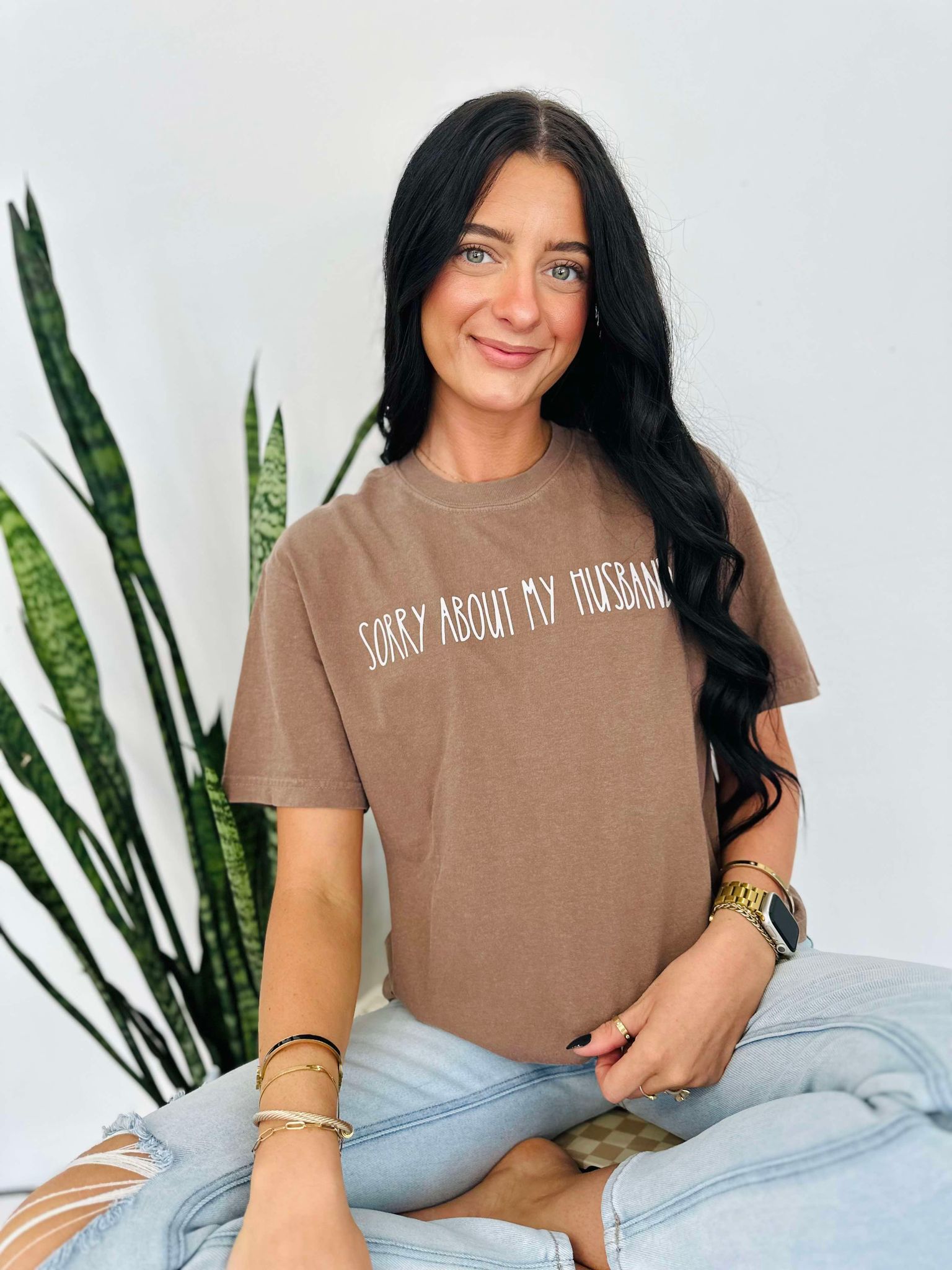 Sorry About My Husband Espresso Graphic Tee