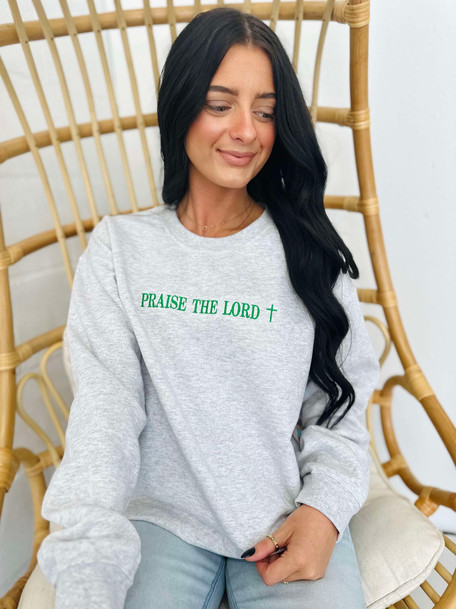 Praise The Lord Embroidered Grey Sweatshirt