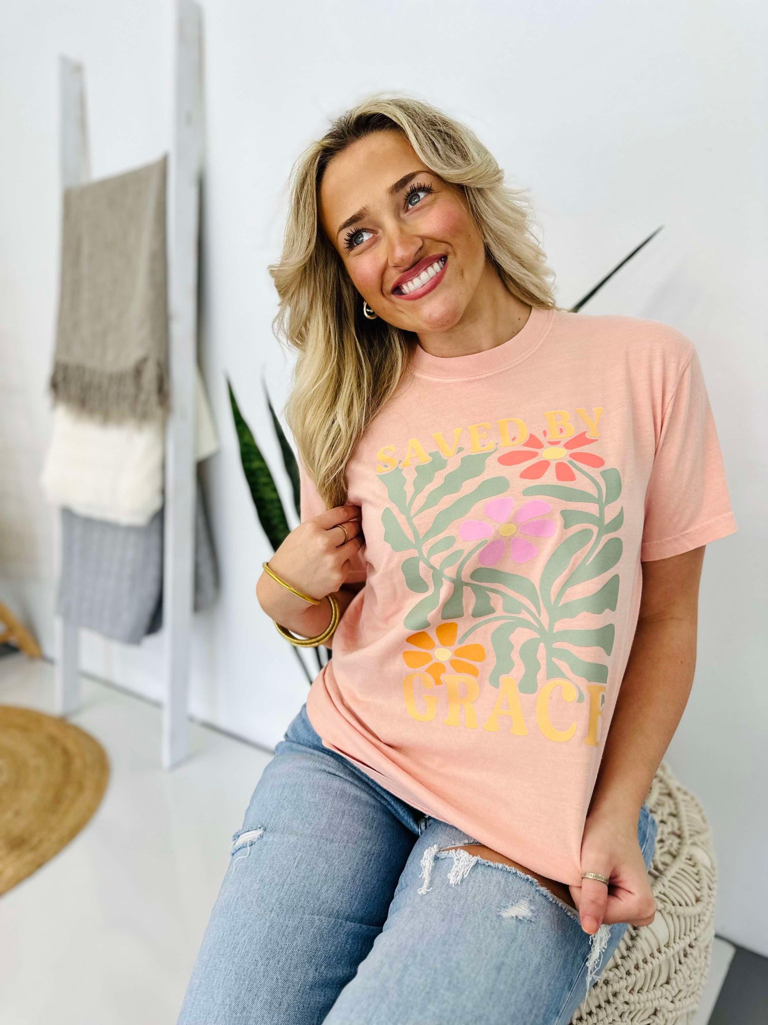 Saved By Grace Peachy Graphic Tee