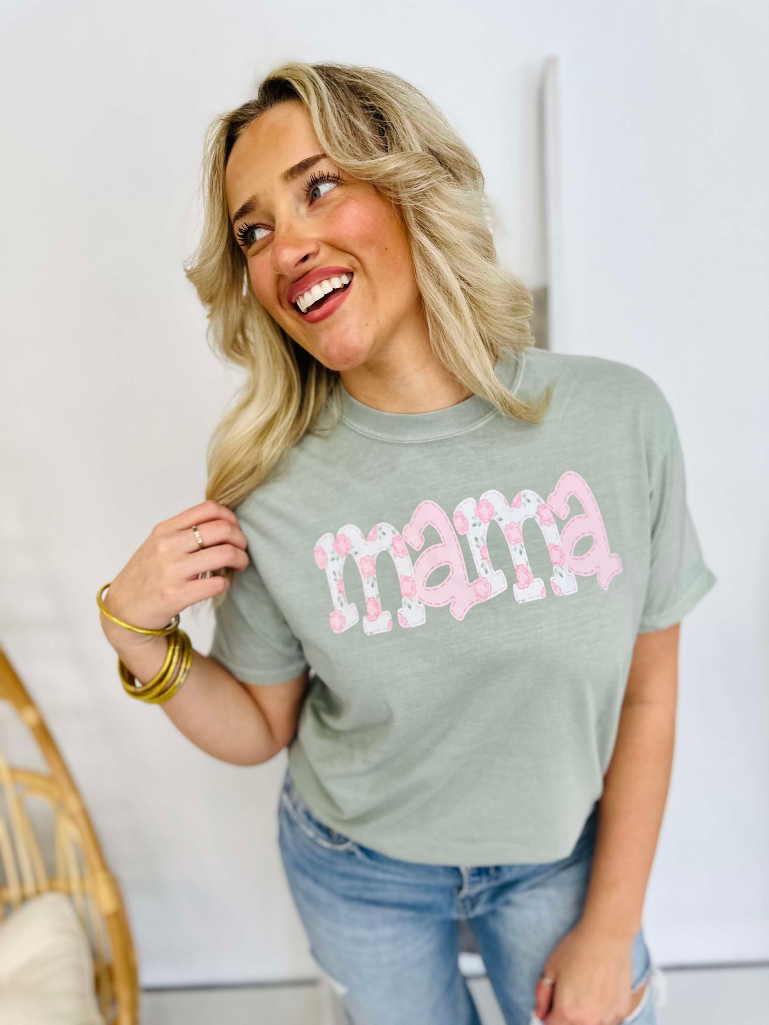 Pink Floral Mama Bay Graphic Tee