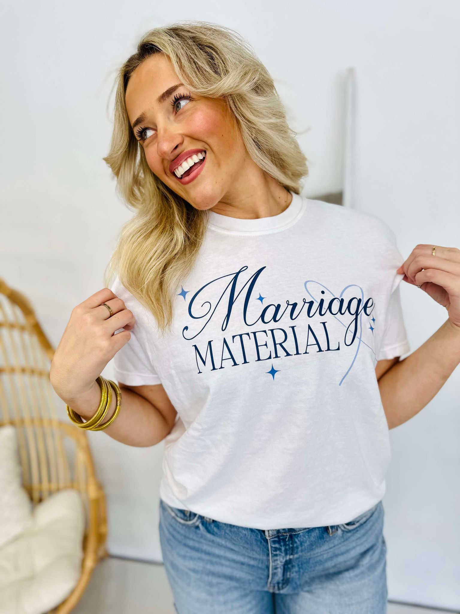 Marriage Material White Graphic Tee