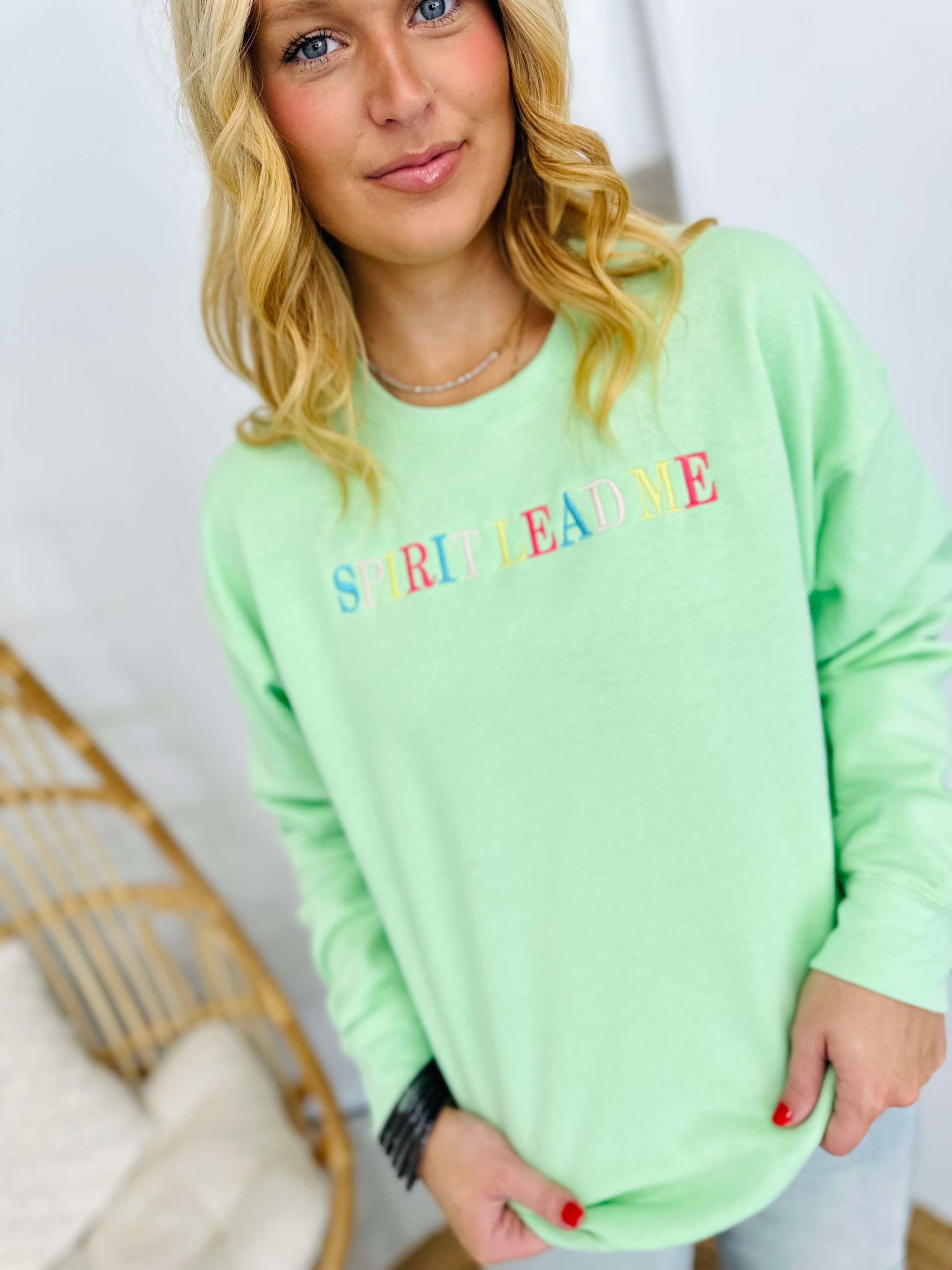 Multi Thread Spirit Lead Me Neon Mint Sweatshirt