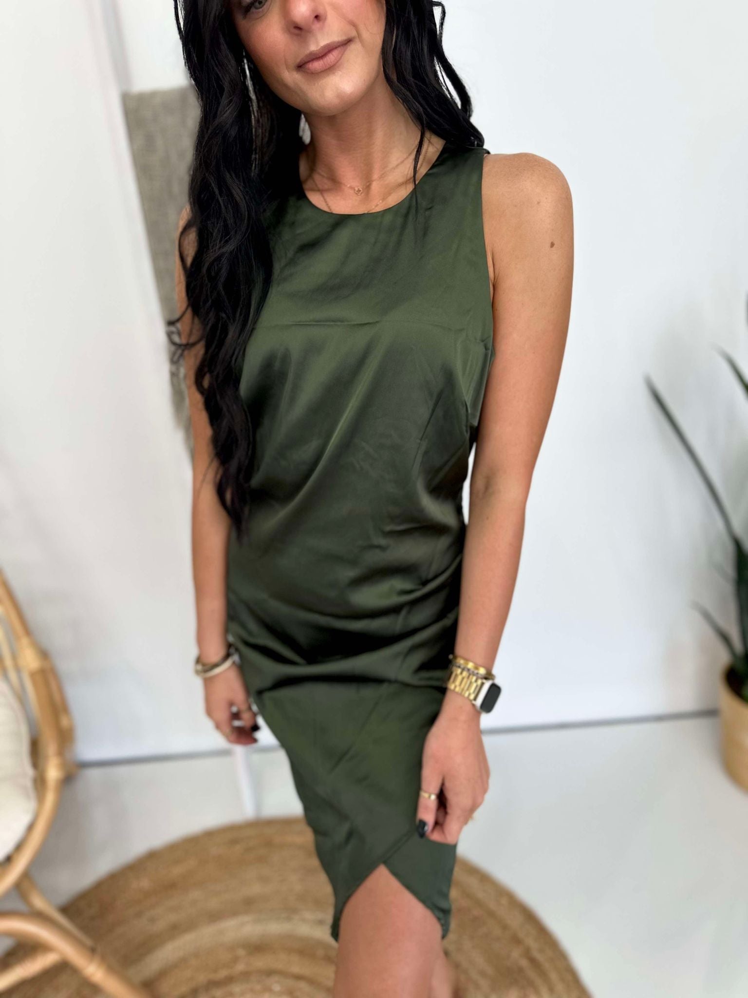 Cross Your Mind Olive Dress