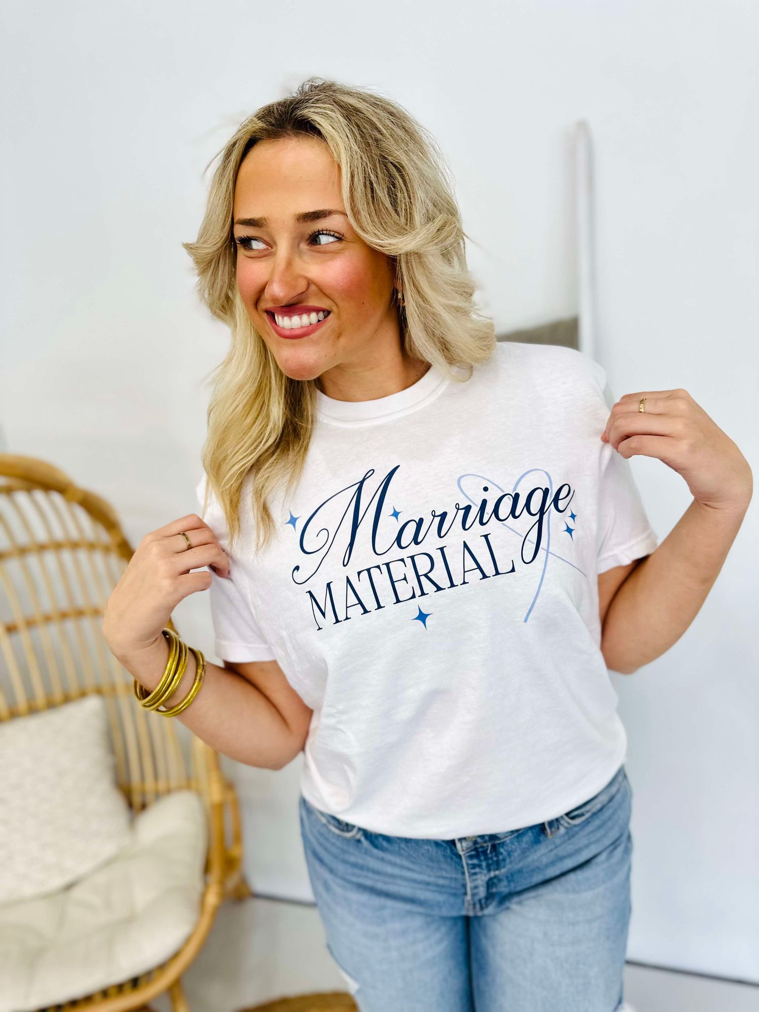 Marriage Material White Graphic Tee