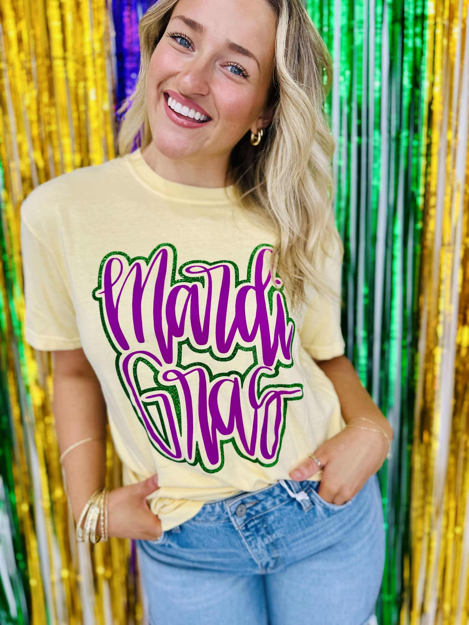 Mardi Gras Glitter Puff Graphic Tee