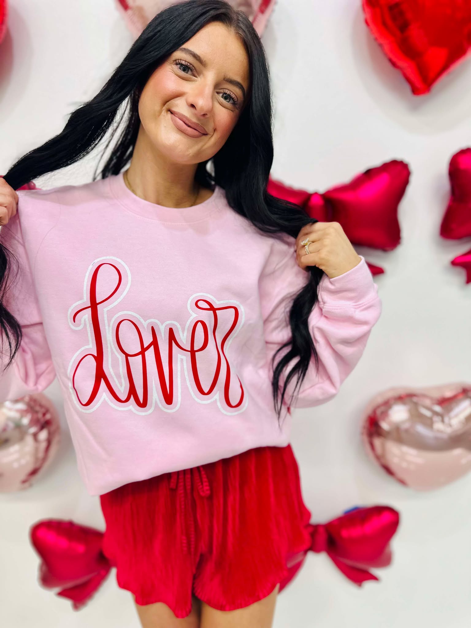 Lover Glitter Puff Light Pink Sweatshirt