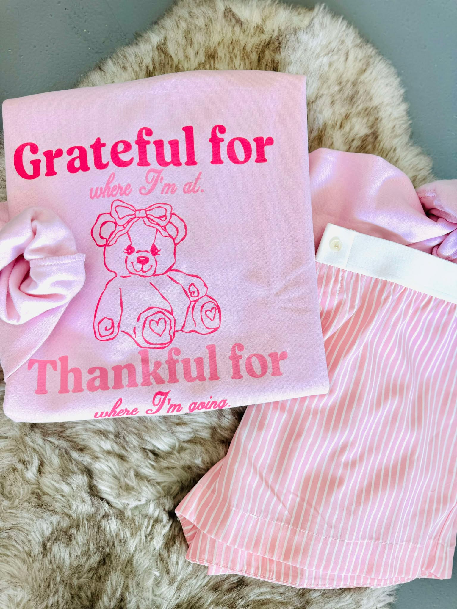 Pink Grateful Teddy Sweatshirt