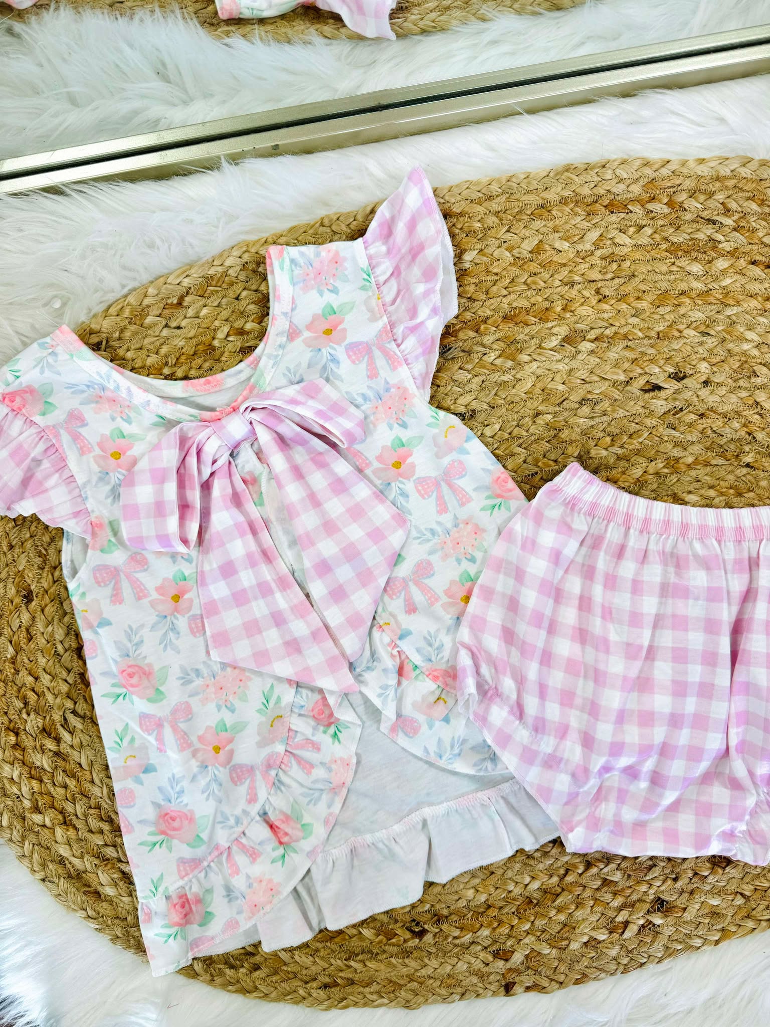 Girl's Gingham Ribbon Set