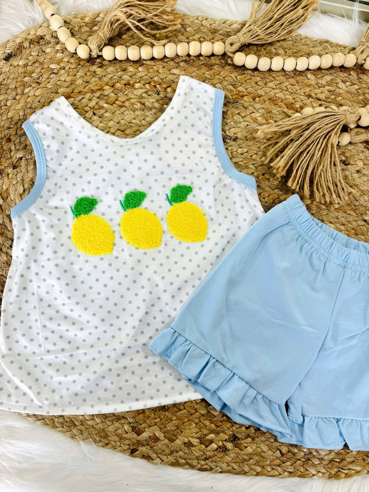 Girl's Blue Ruffle Lemon Set