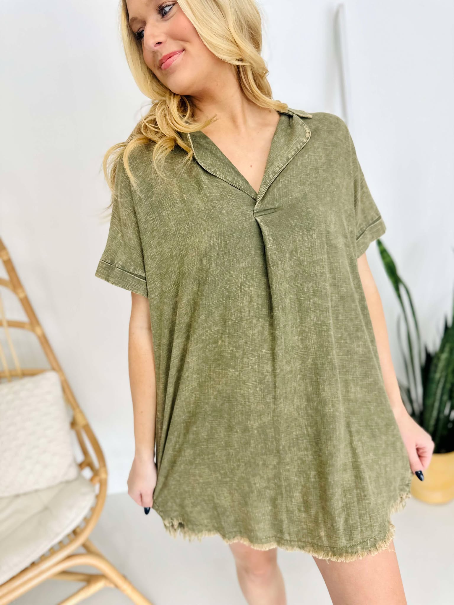 Washed Linen Mocha Dress