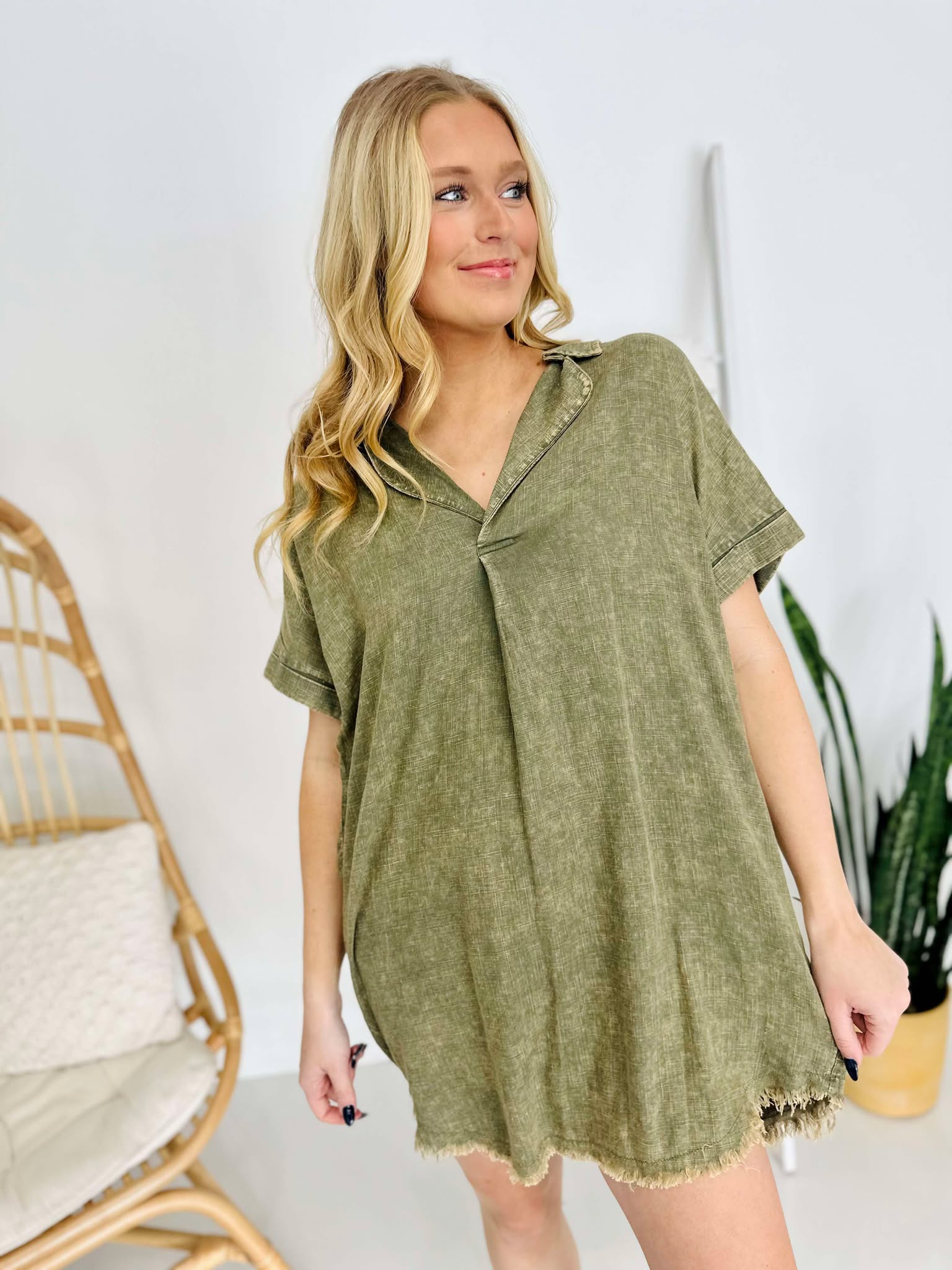 Washed Linen Mocha Dress