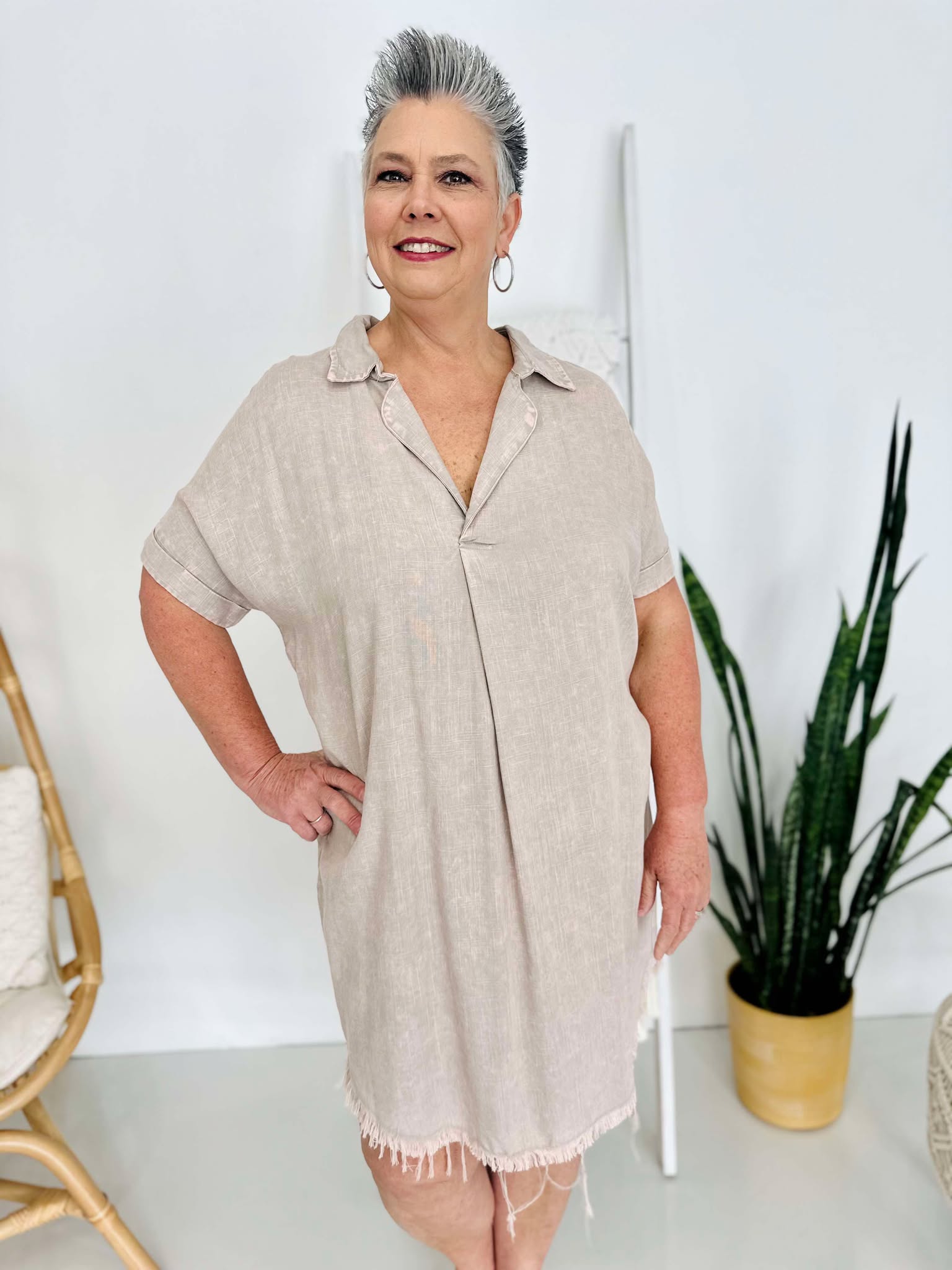 Washed Linen Mocha Dress