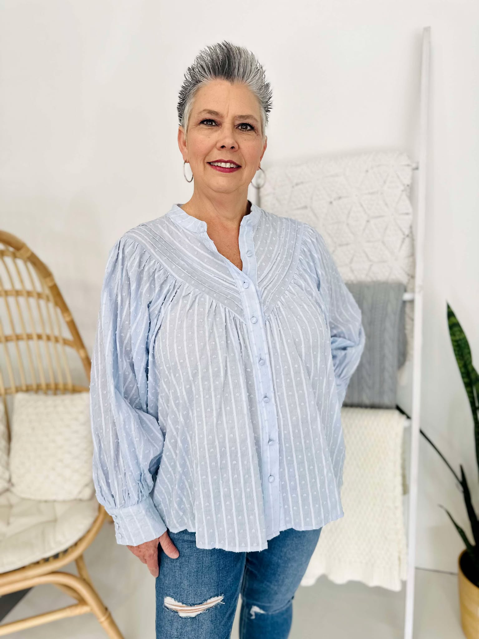 Calling Spring Chambray Blouse