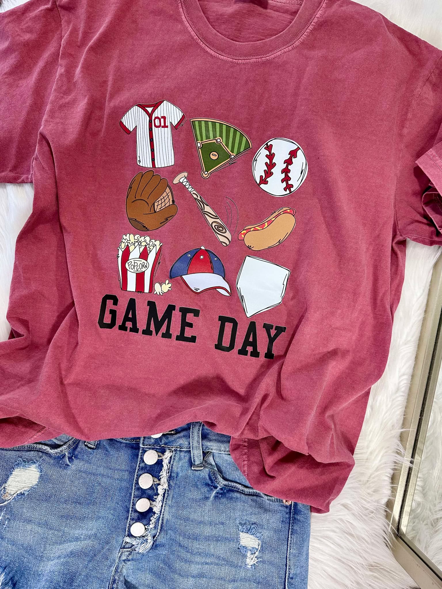 Game Day Baseball Crimson Graphic Tee