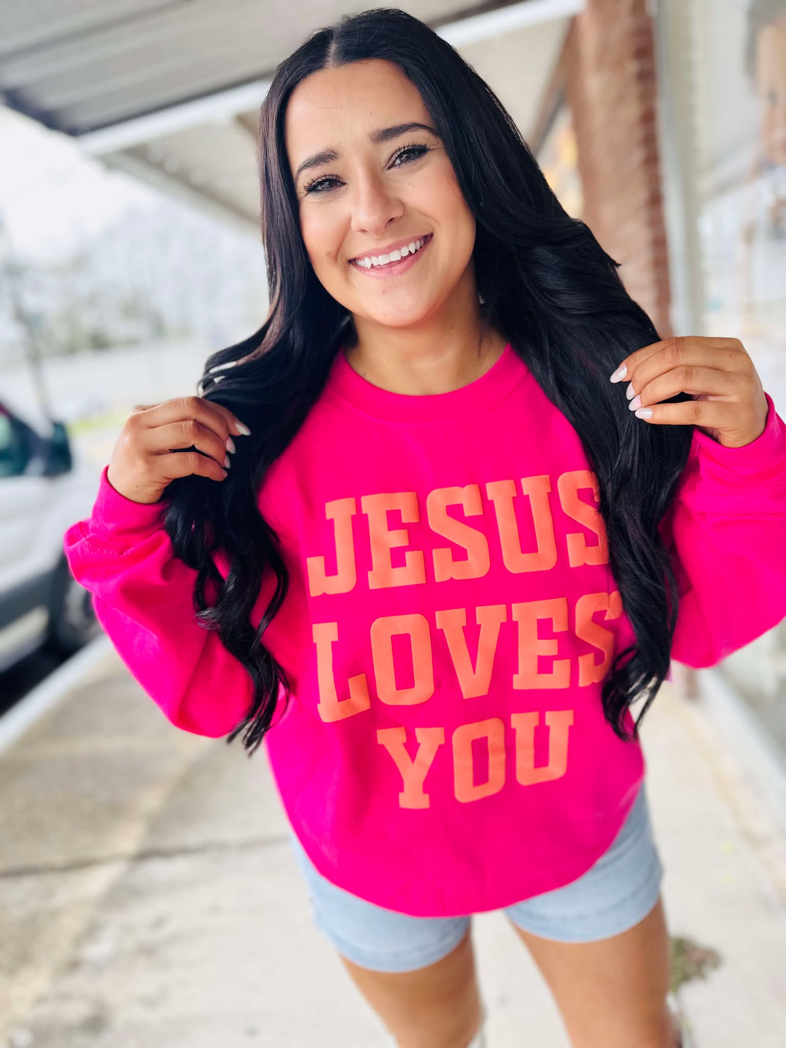 Jesus Love You Hot Pink Sweatshirt