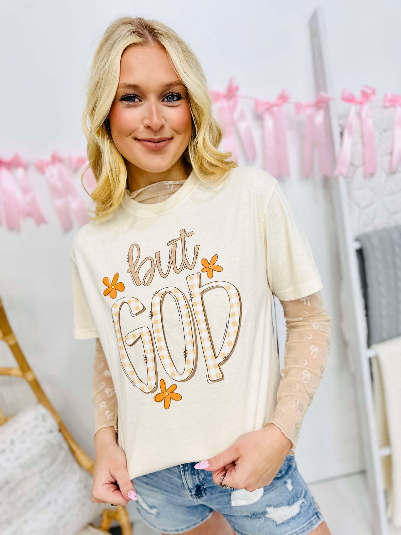 BUT GOD Ivory Graphic Tee