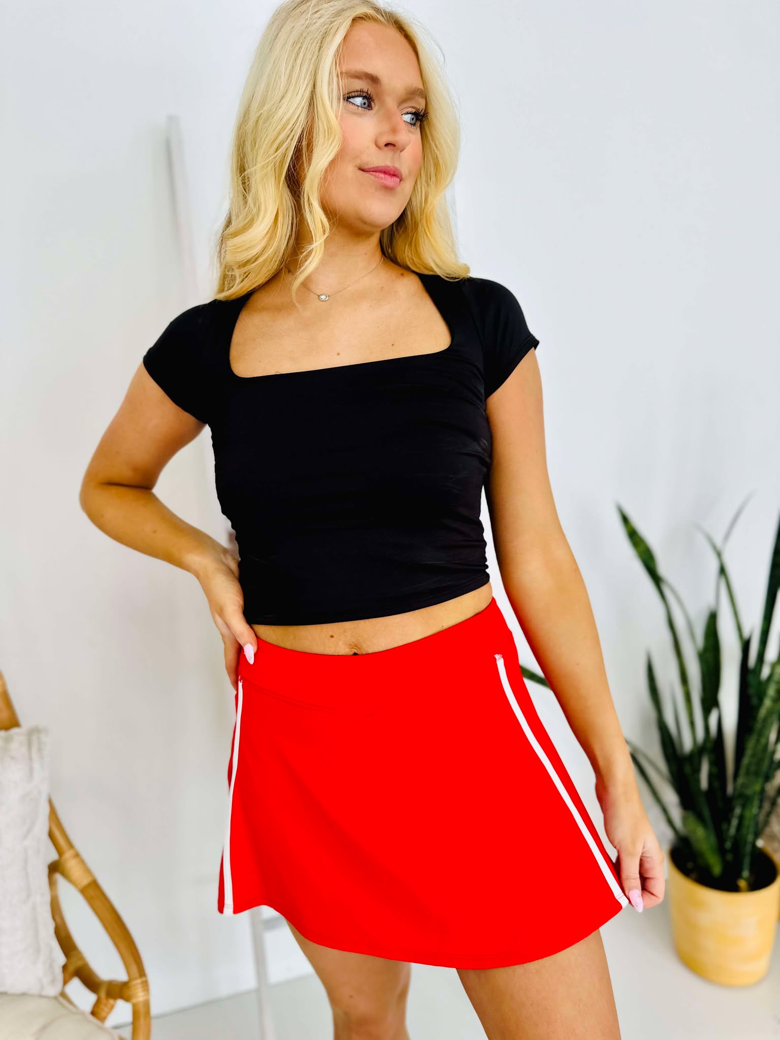 Fire Red Tennis Skirt