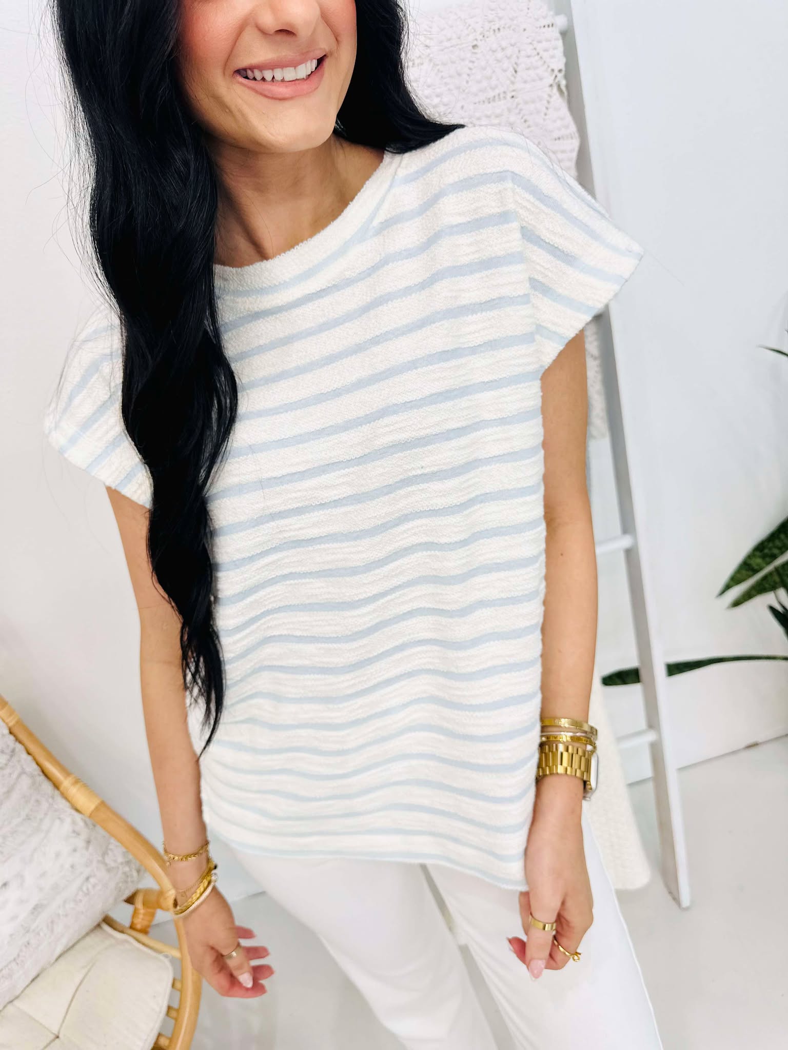 Beachside Dinner Striped Top